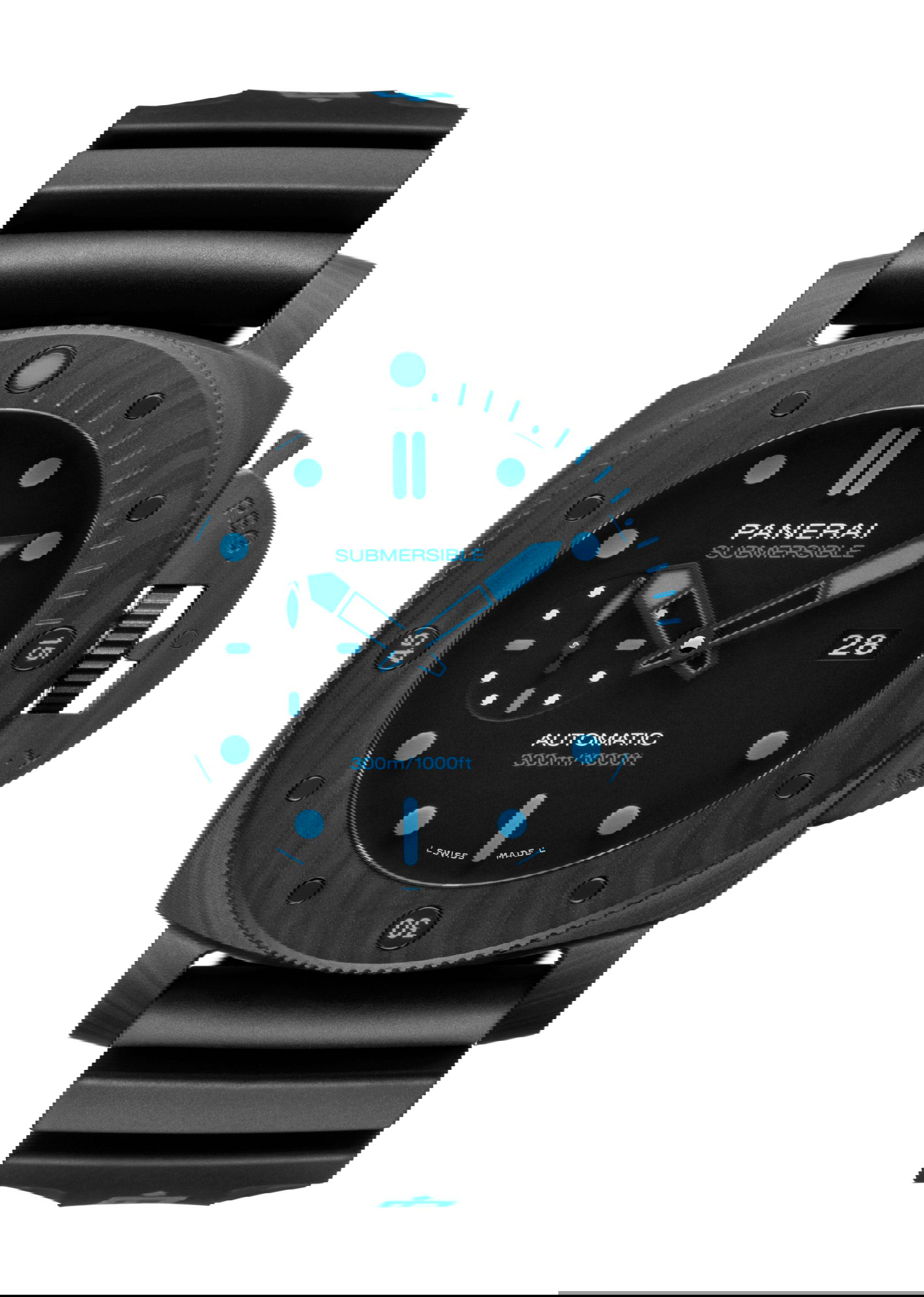 Panerai Submersible Carbotech luxury timepiece - detailed view