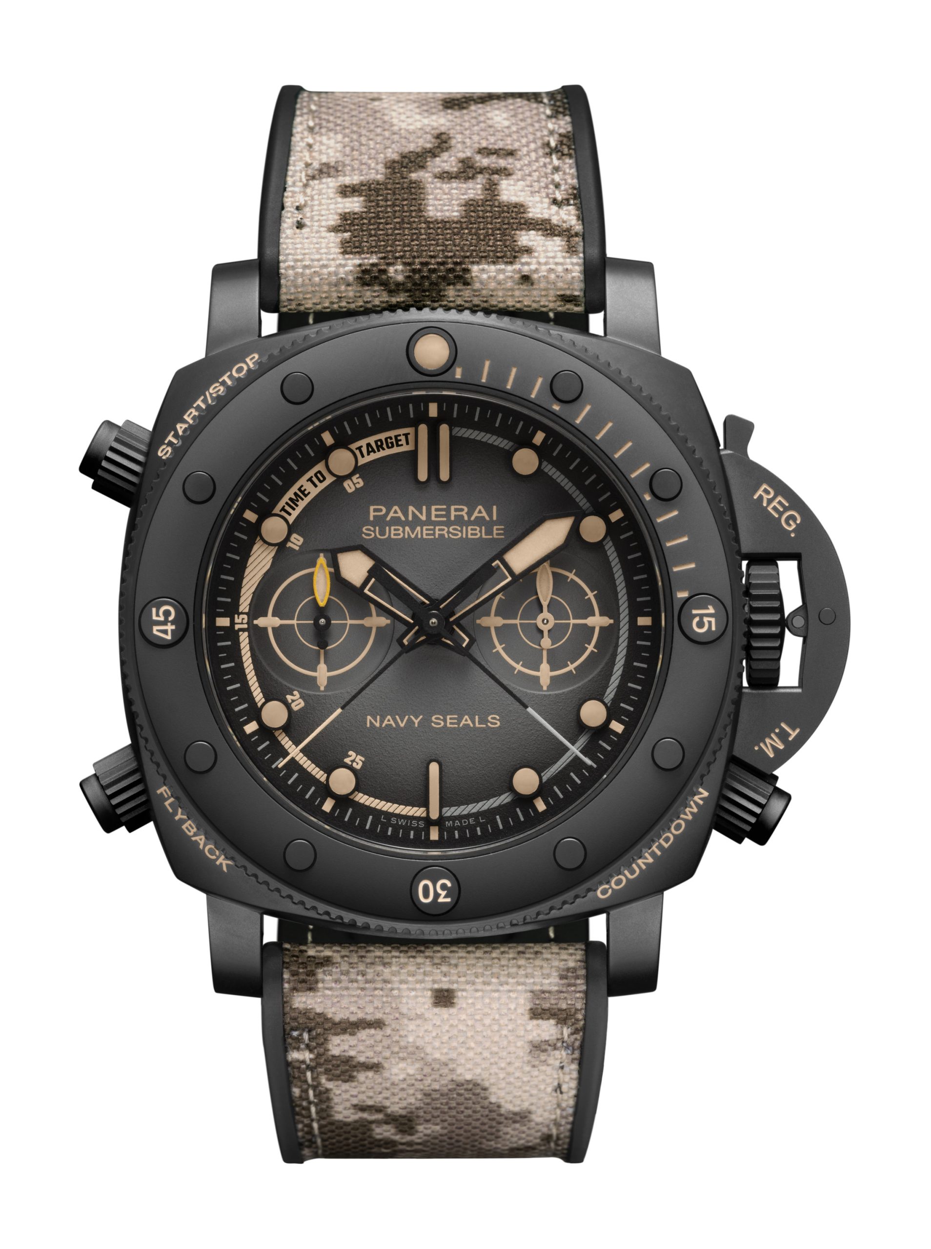 Panerai Submersible Chrono Navy SEALs Titanio luxury timepiece - detailed view