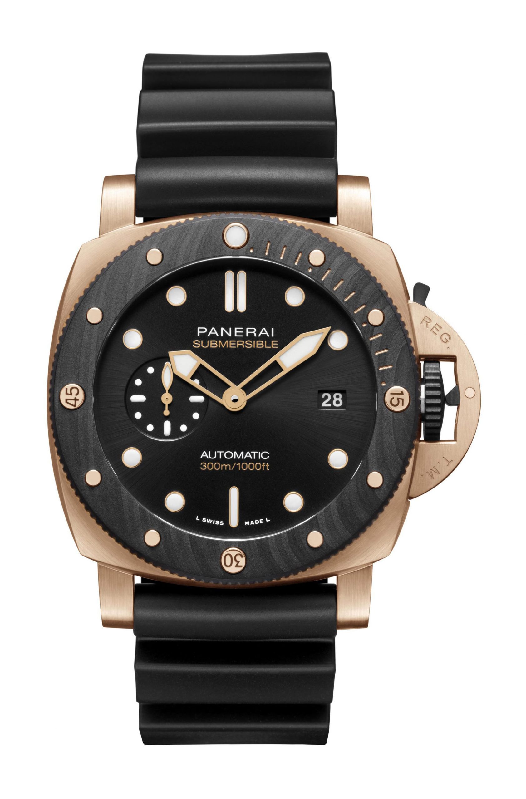 Panerai Submersible Goldtech™ OroCarbo luxury timepiece - detailed view