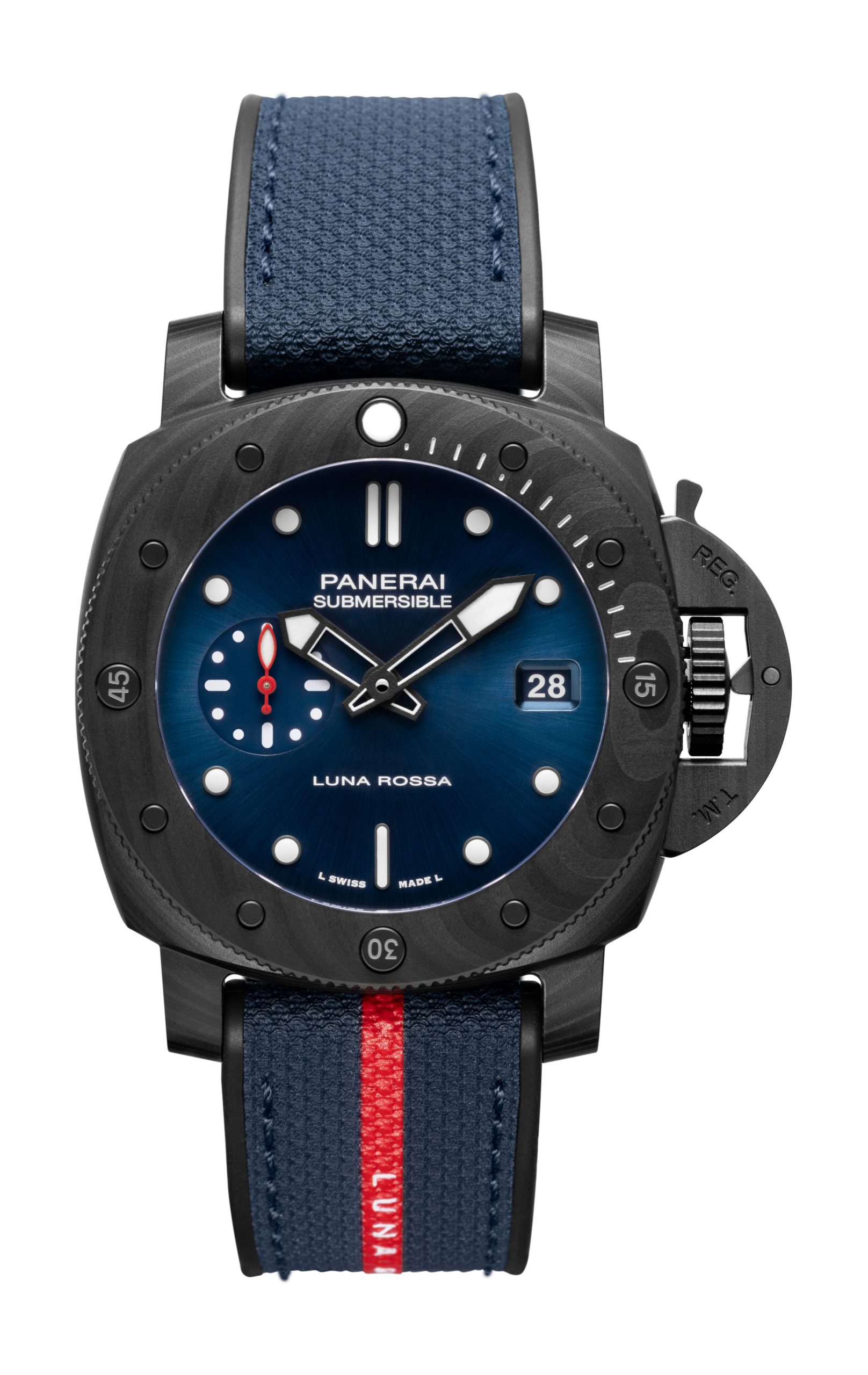 Panerai Submersible Luna Rossa Carbotech luxury timepiece - detailed view
