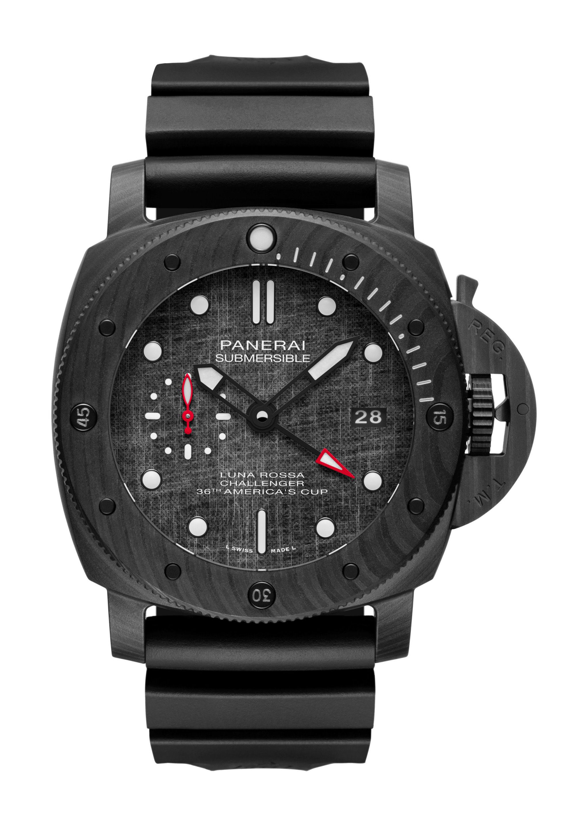 Panerai Submersible Luna Rossa luxury timepiece - detailed view