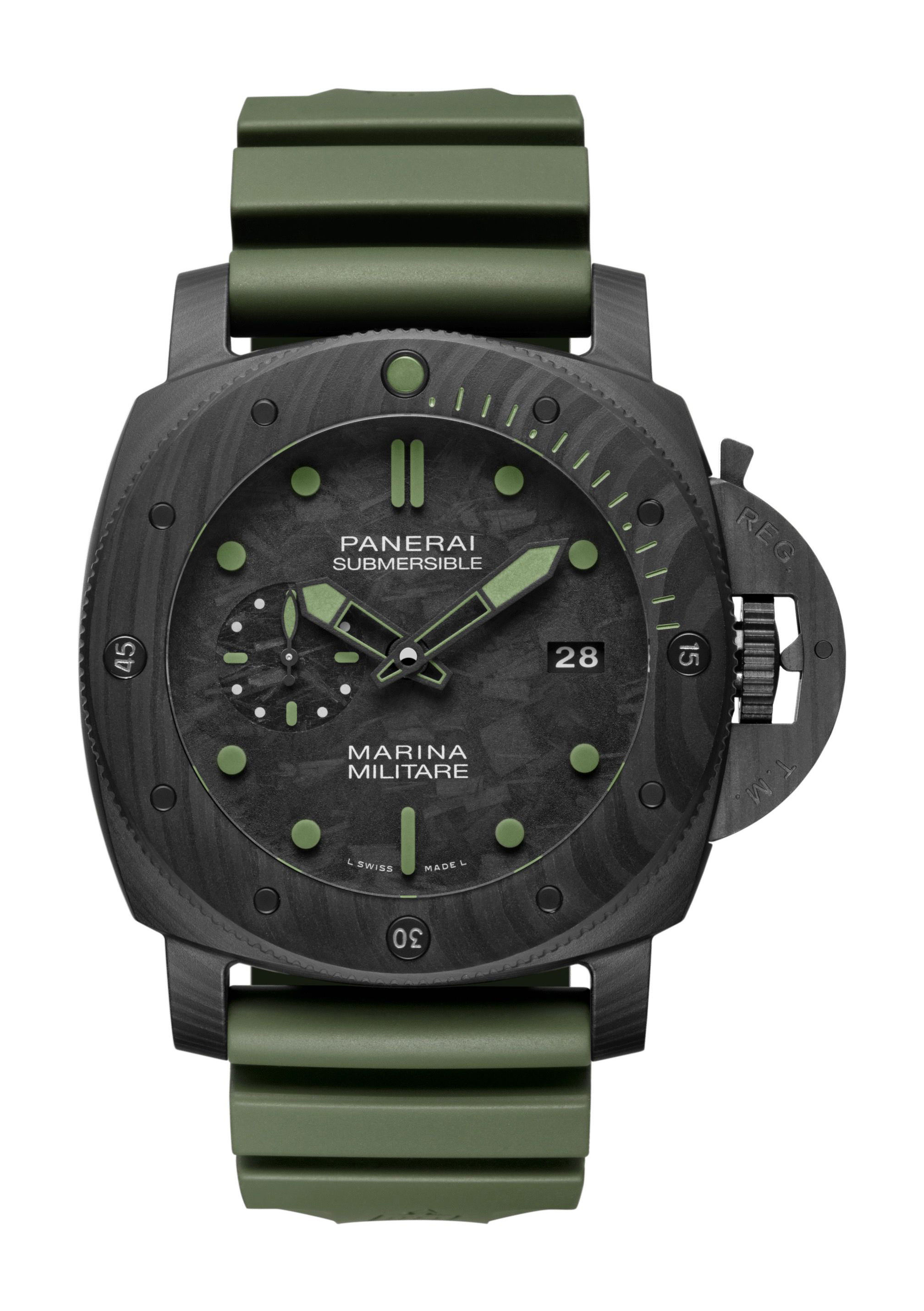 Panerai Submersible Marina Militare Carbotech luxury timepiece - detailed view