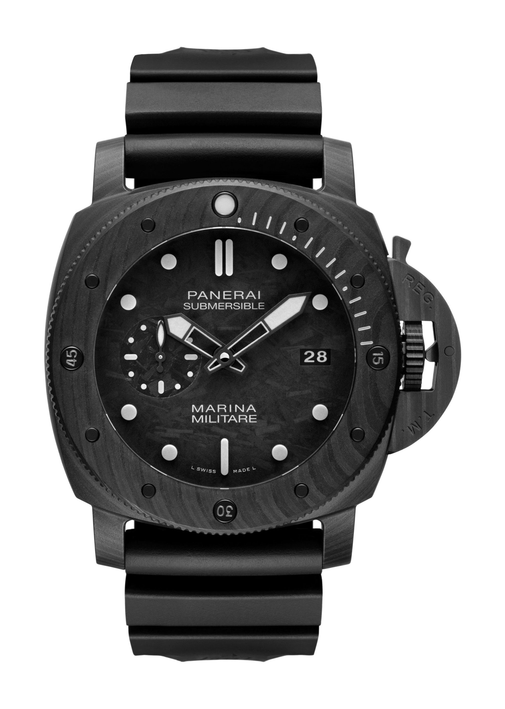 Panerai Submersible Marina Militare Carbotech luxury timepiece - detailed view