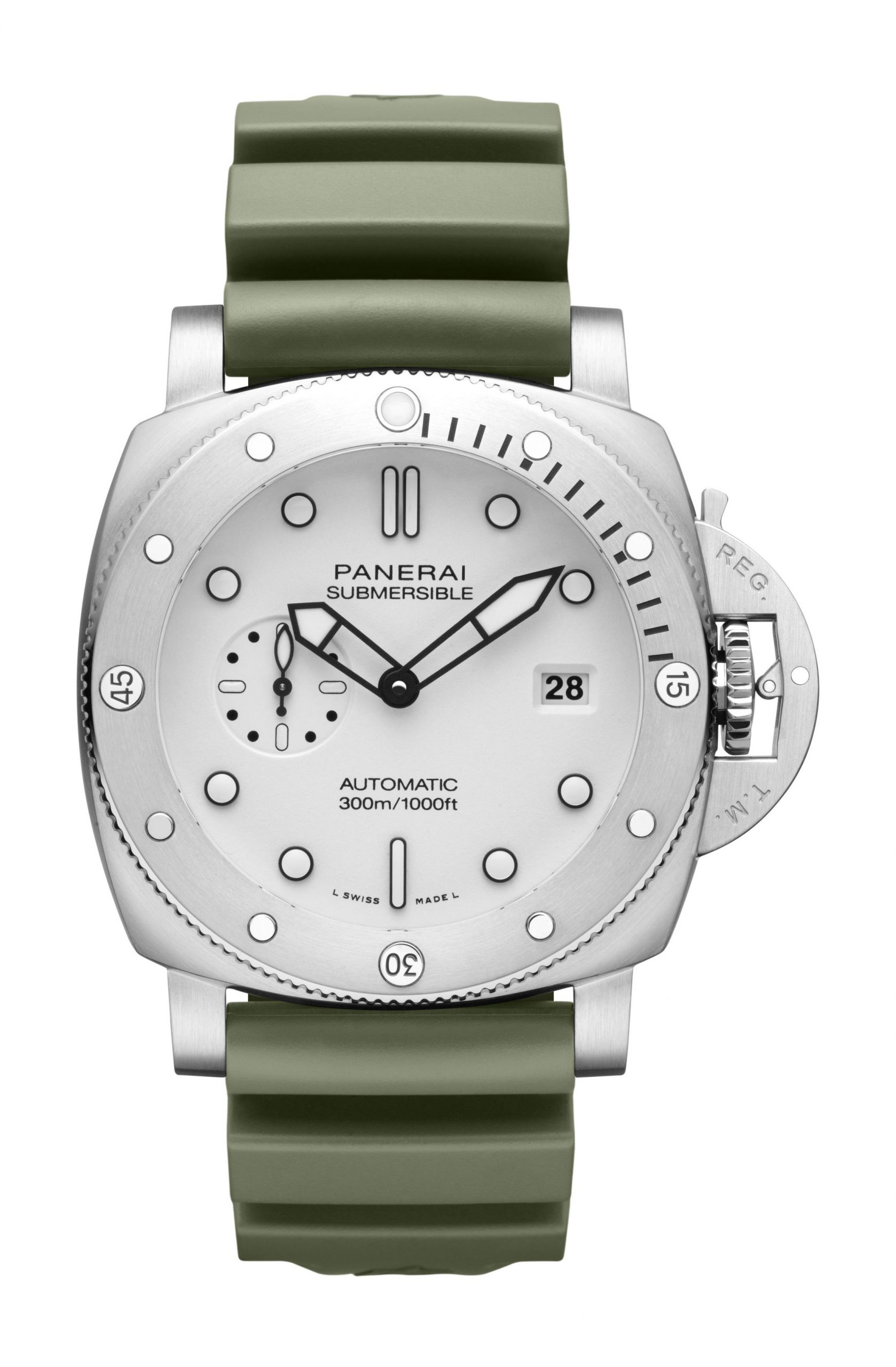 Panerai Submersible QuarantaQuattro Bianco luxury timepiece - detailed view
