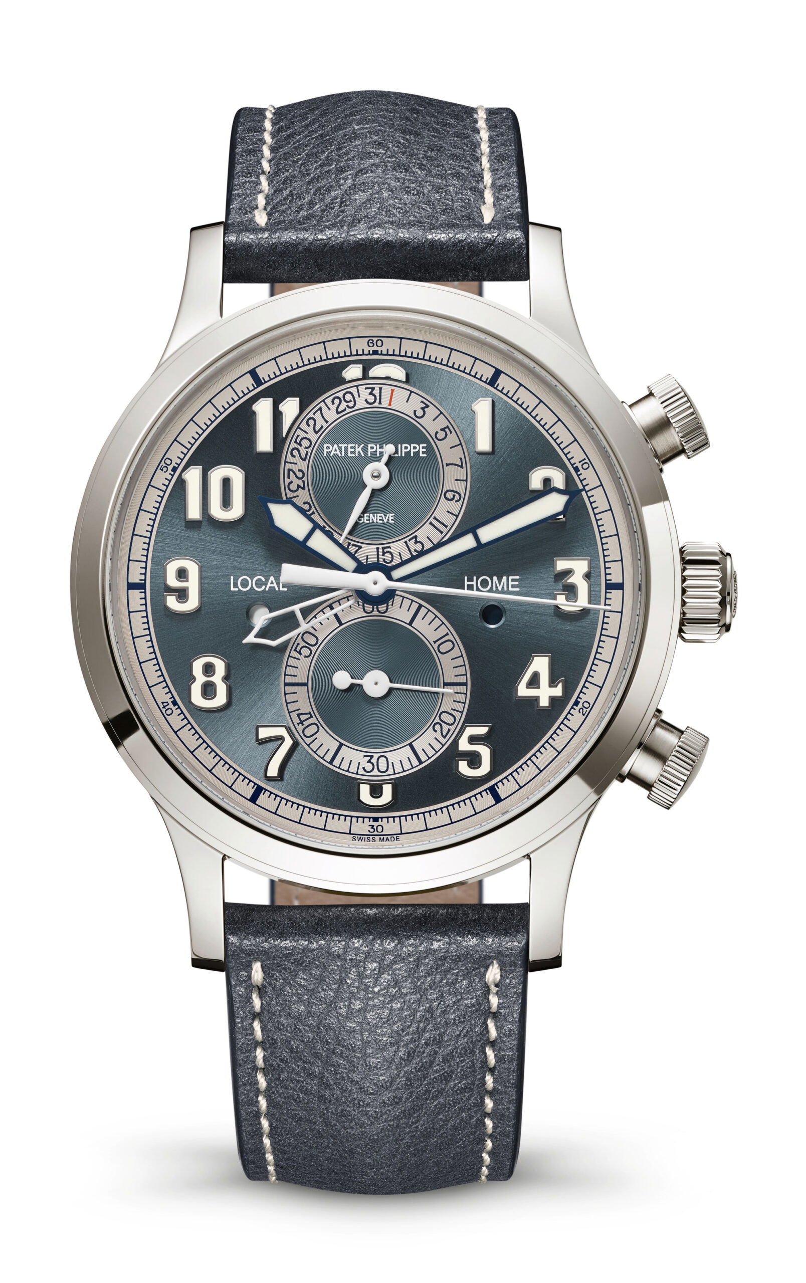 Patek Philippe Calatrava Pilot Travel Time Chronograph luxury timepiece - detailed view