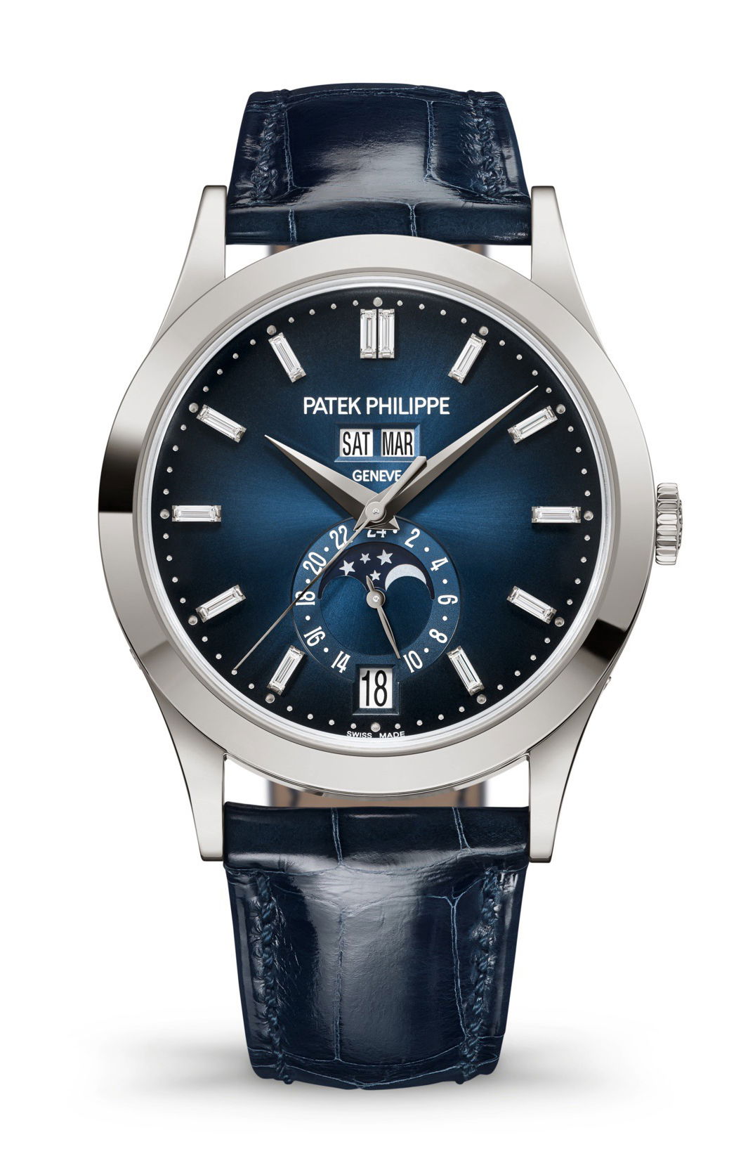 Patek Philippe Complications Annual Calendar Moon Phases luxury timepiece - detailed view