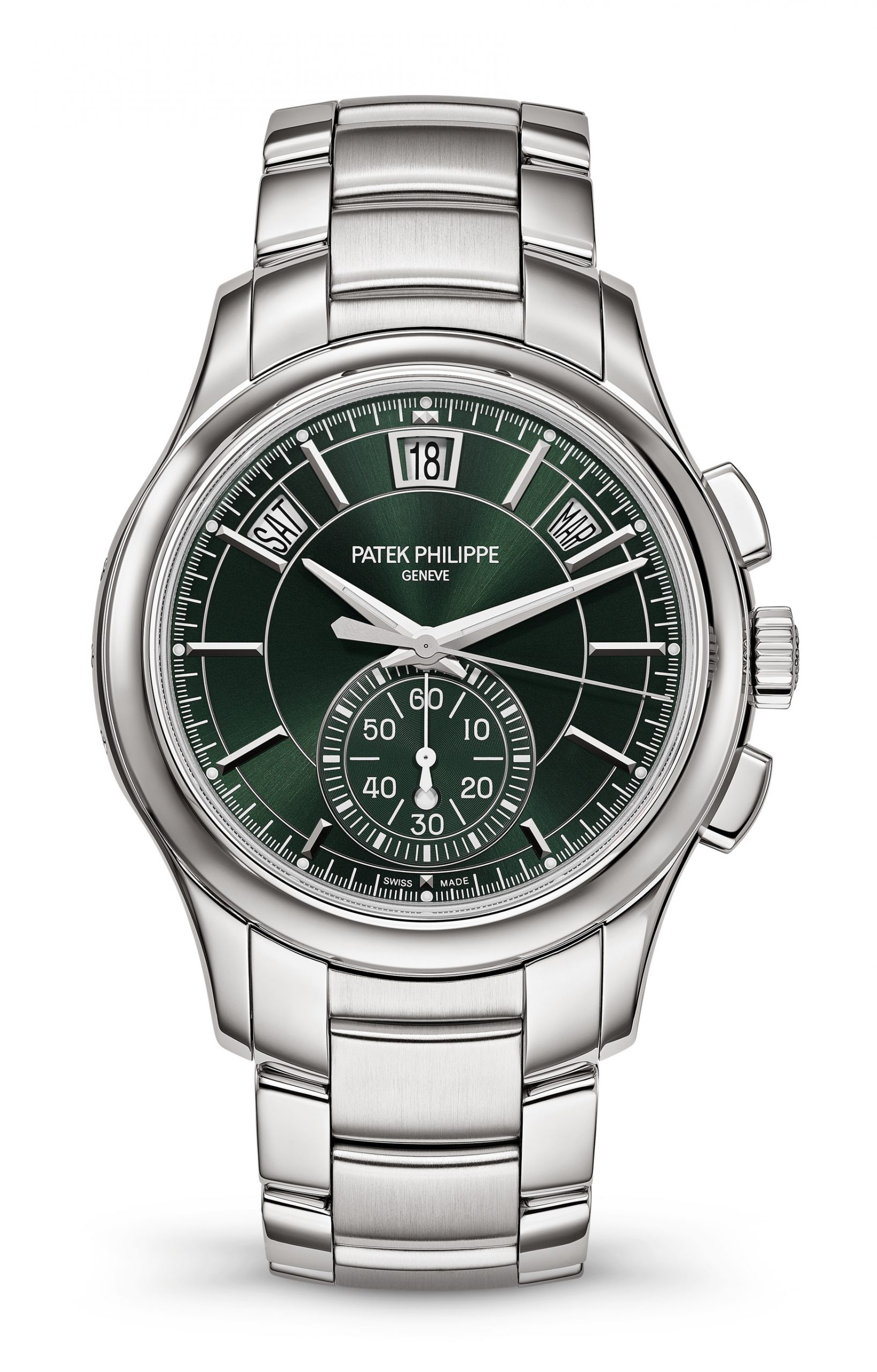 Patek Philippe Complications Flyback Chronograph, Annual Calendar luxury timepiece - detailed view
