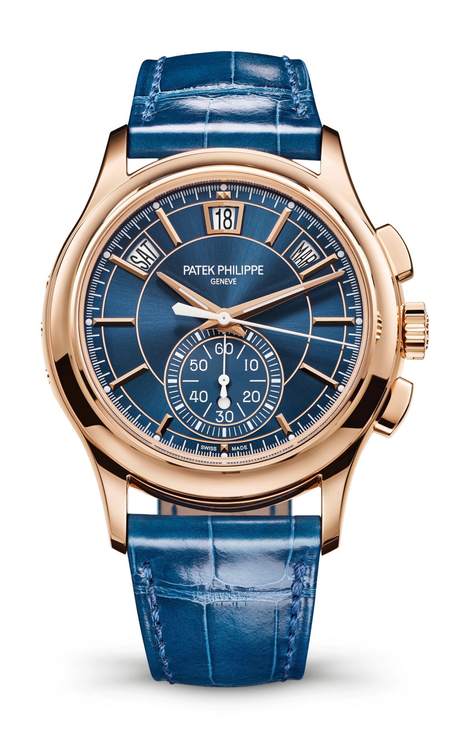 Patek Philippe Complications Flyback Chronograph, Annual Calendar luxury timepiece - detailed view