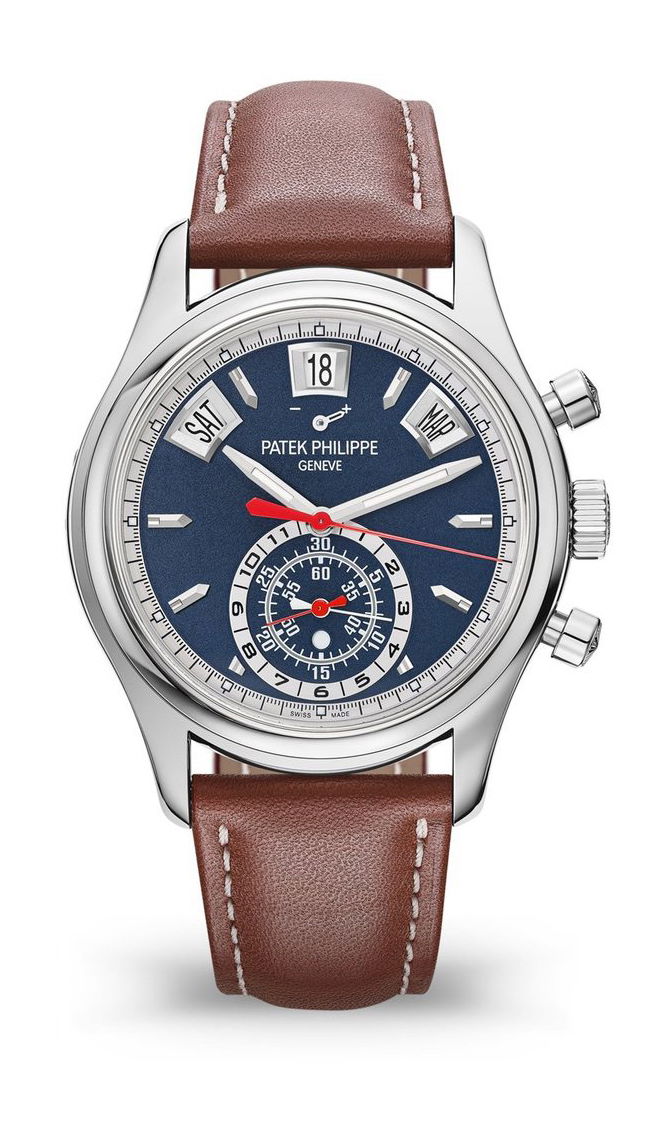 Patek Philippe Complications Flyback Chronograph, Annual Calendar luxury timepiece - detailed view