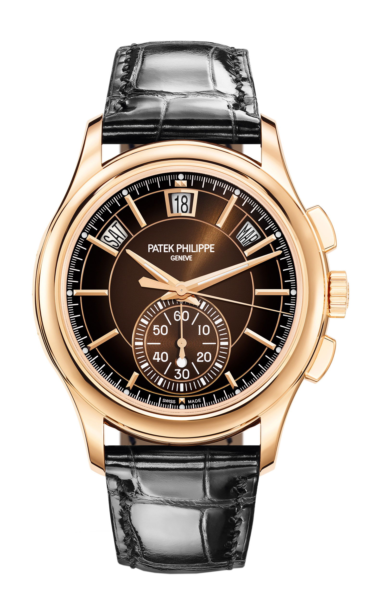Patek Philippe Complications Flyback Chronograph, Annual Calendar luxury timepiece - detailed view