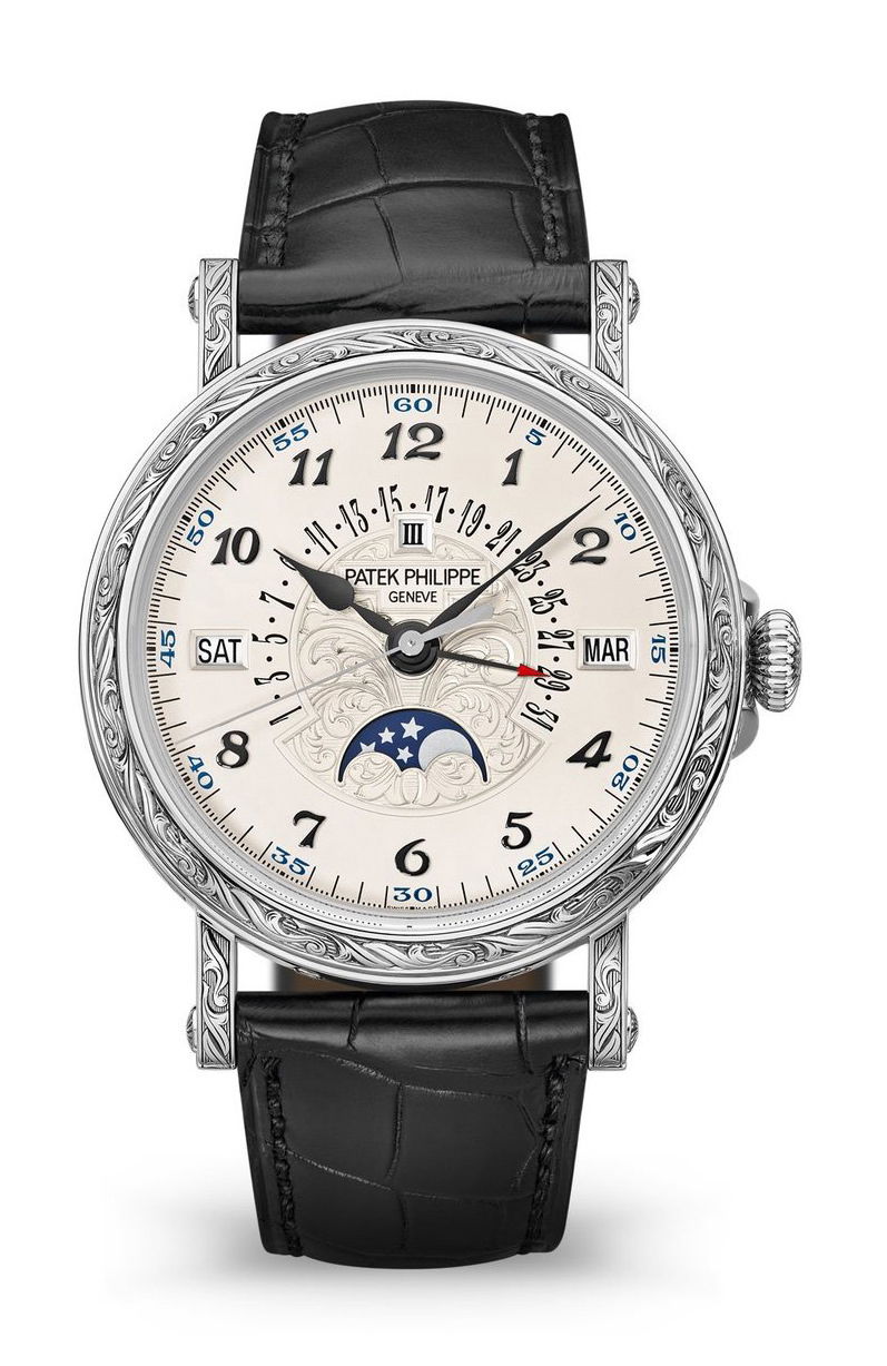 Patek Philippe Grand Complications Perpetual Calendar Retrograde Date luxury timepiece - detailed view