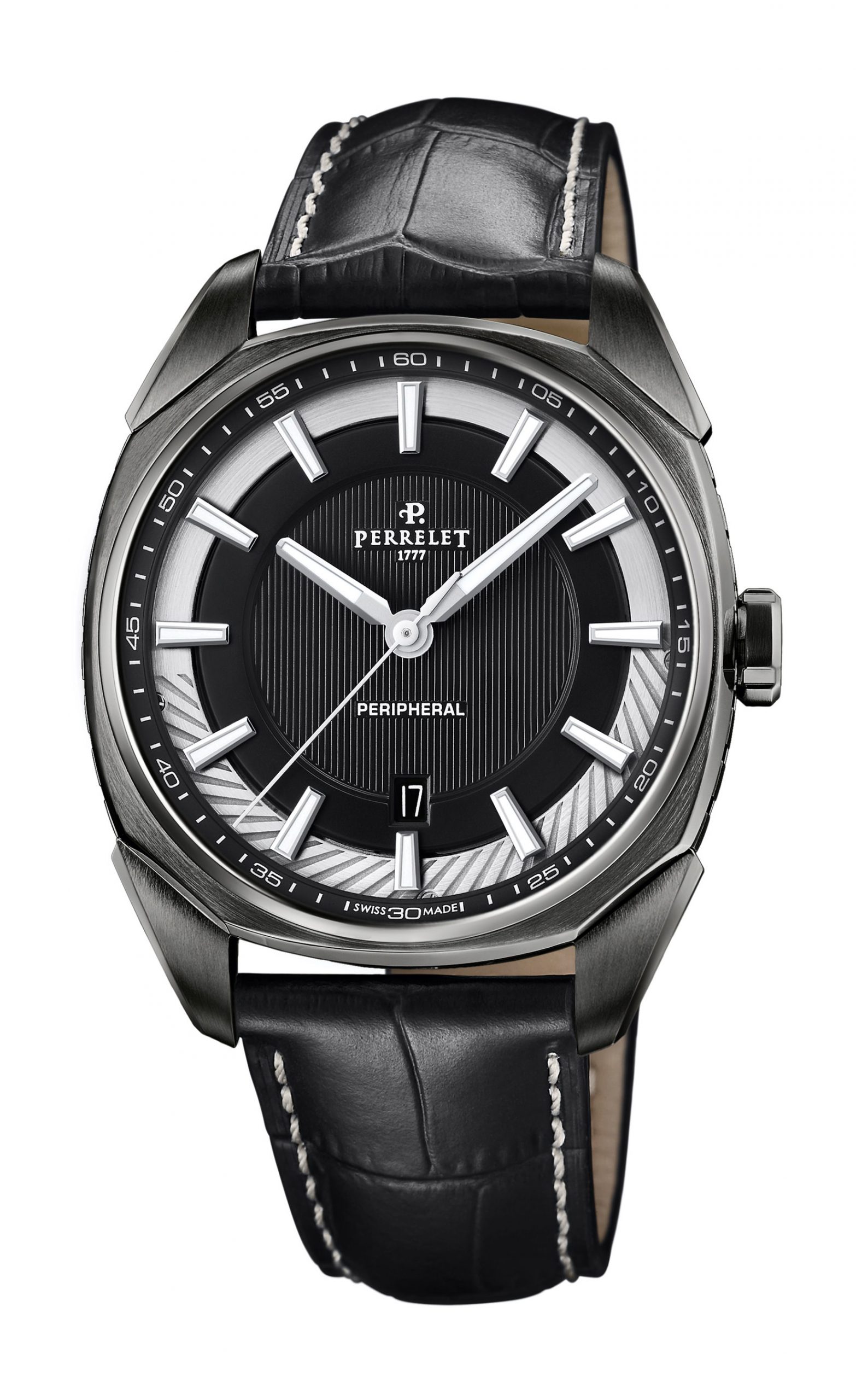 Perrelet LAB Peripheral 3 Hands & Date luxury timepiece - detailed view