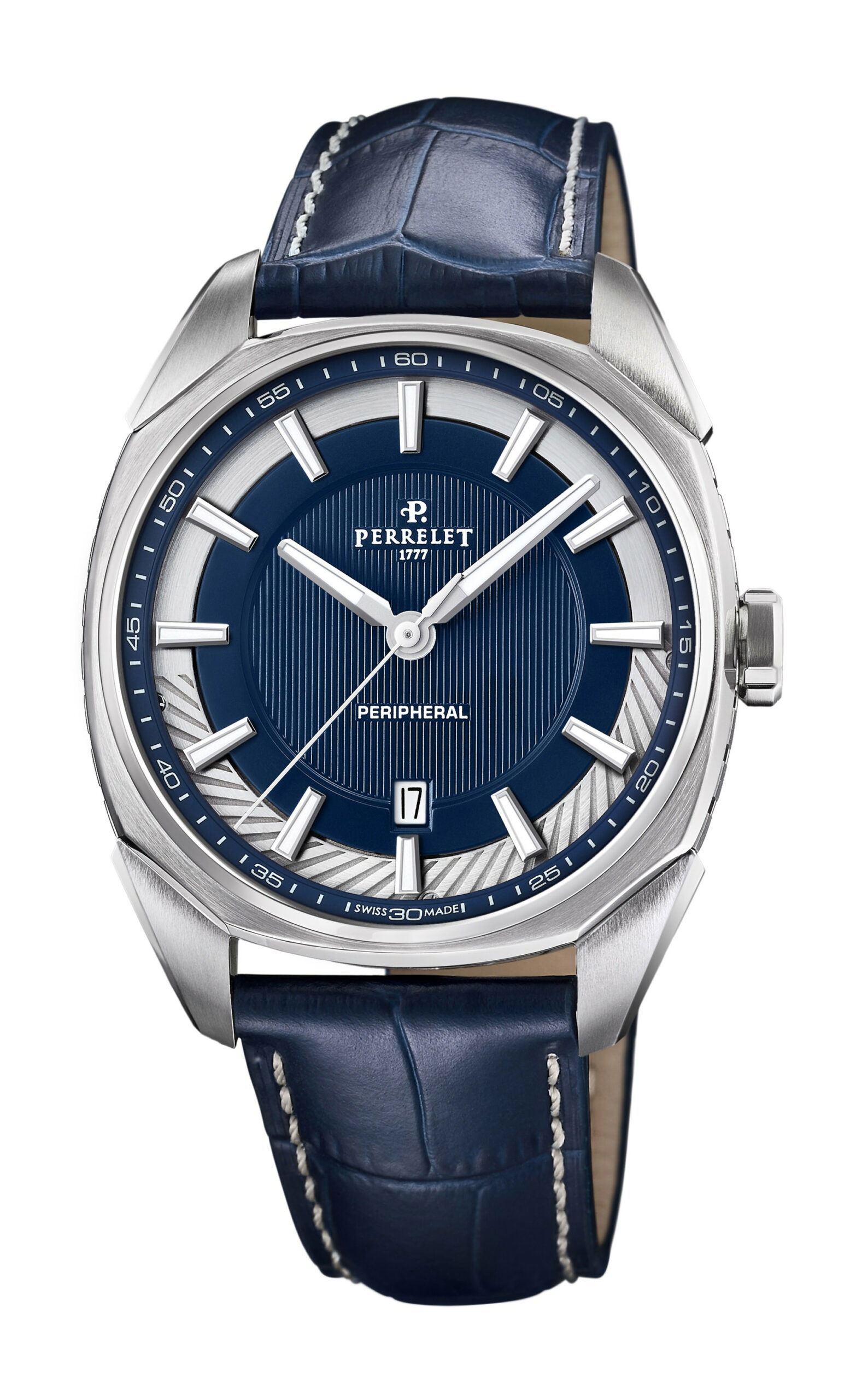 Perrelet LAB Peripheral 3-Hands Deep Blue luxury timepiece - detailed view