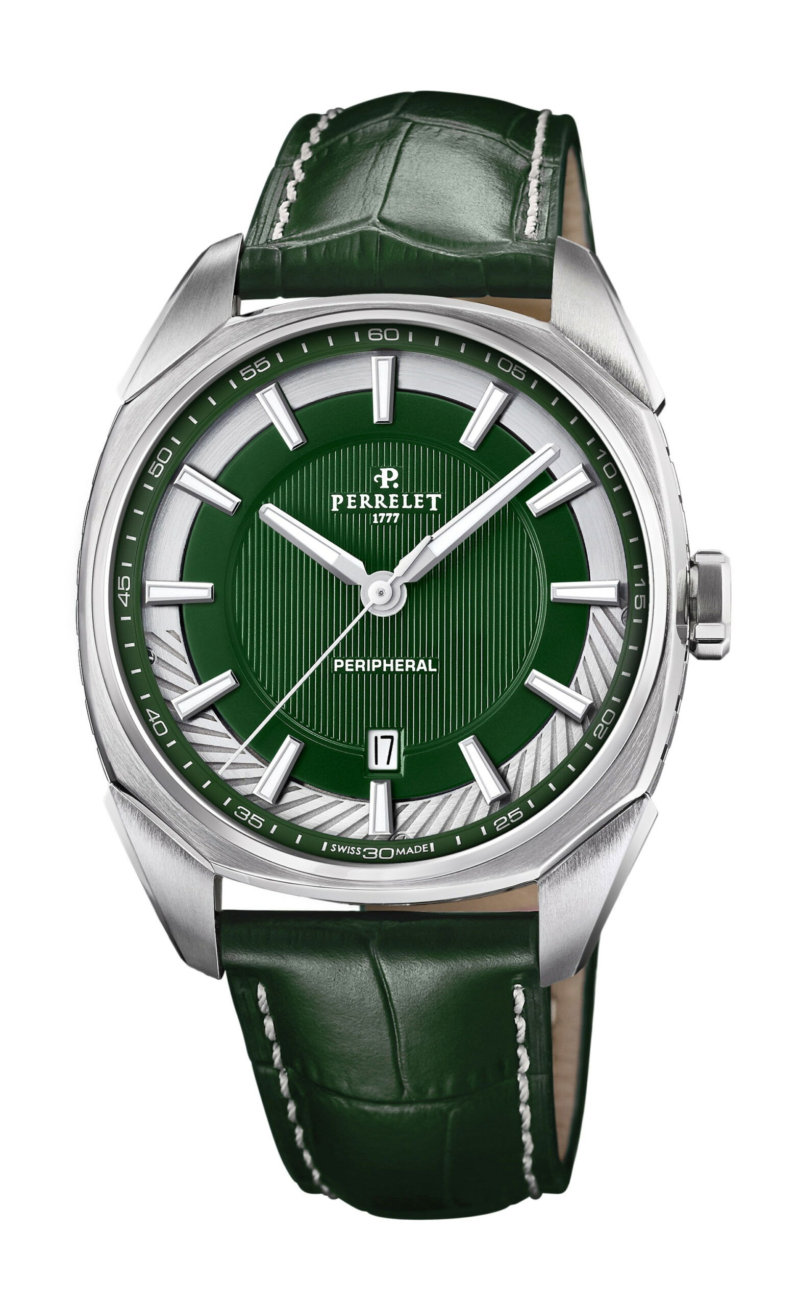 Perrelet LAB Peripheral 3-Hands Emerald Green luxury timepiece - detailed view