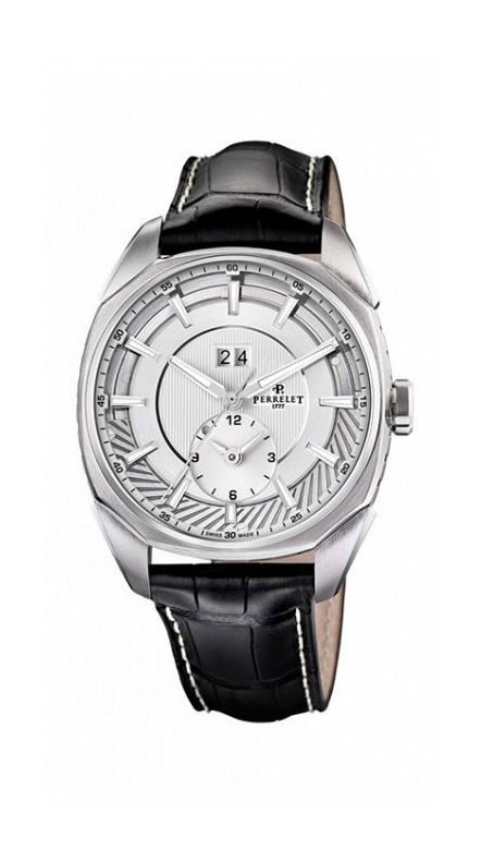 Perrelet LAB Peripheral Dual Time Big Date Silver luxury timepiece - detailed view