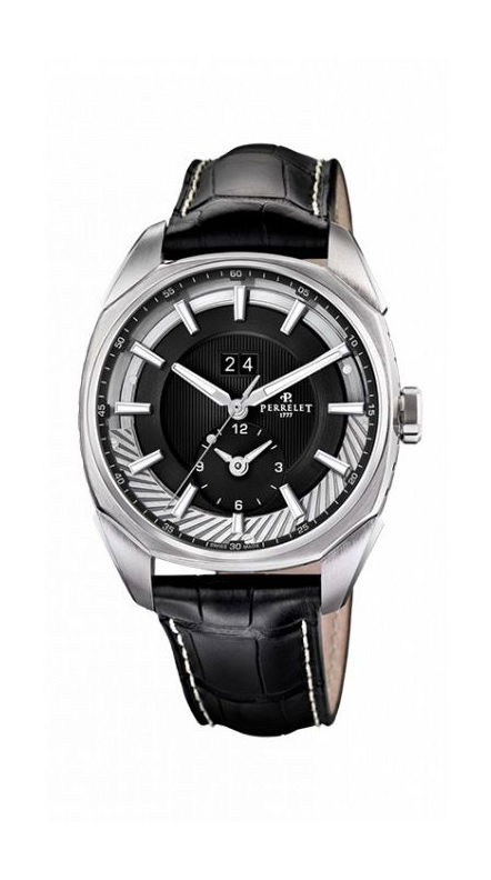 Perrelet LAB Peripheral Dual Time Big Date Black luxury timepiece - detailed view