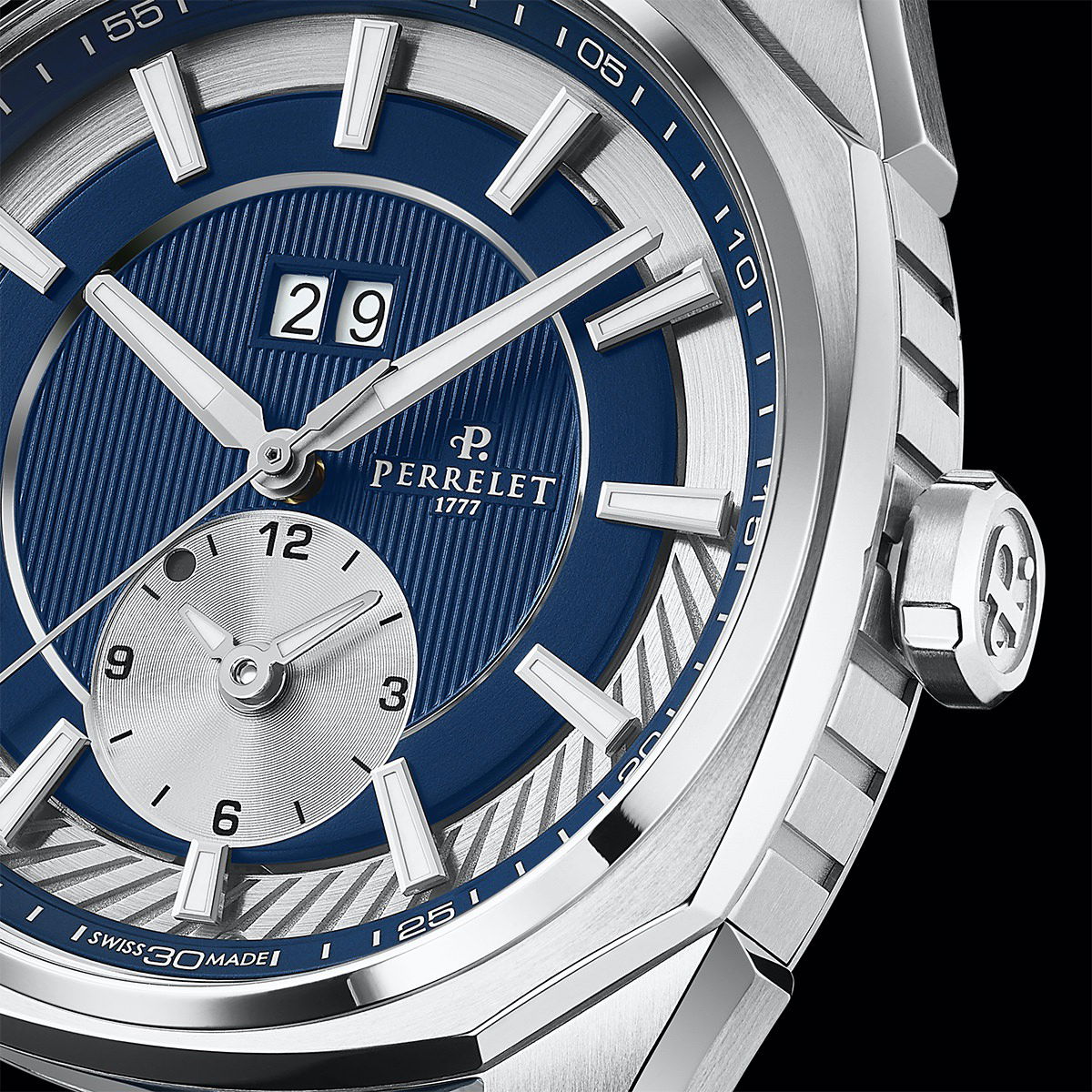 Perrelet LAB Peripheral Dual Time Big Date Blue - View 2