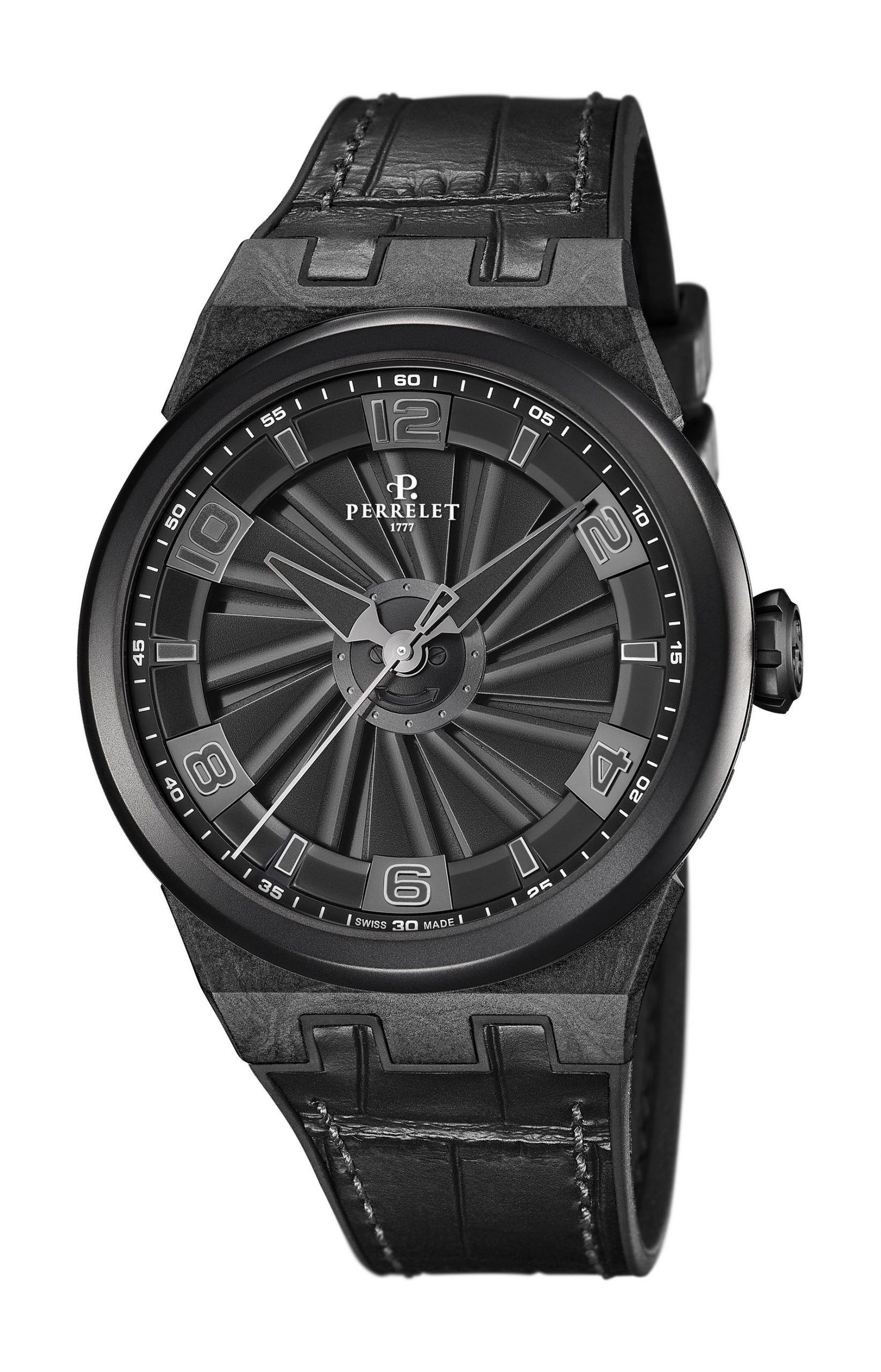 Perrelet Turbine Carbon Black Edition luxury timepiece - detailed view
