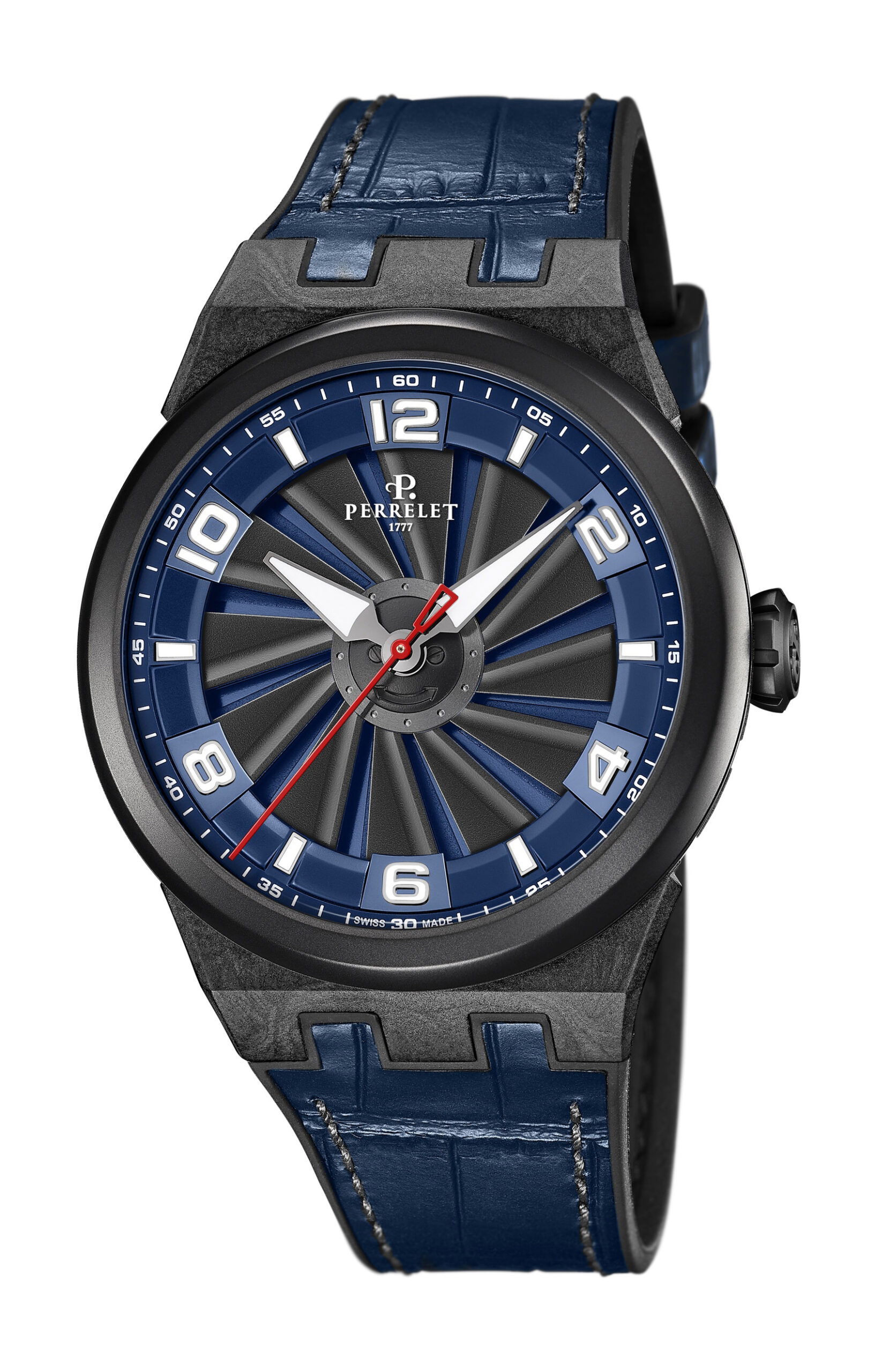 Perrelet Turbine Carbon Midnight Blue luxury timepiece - detailed view