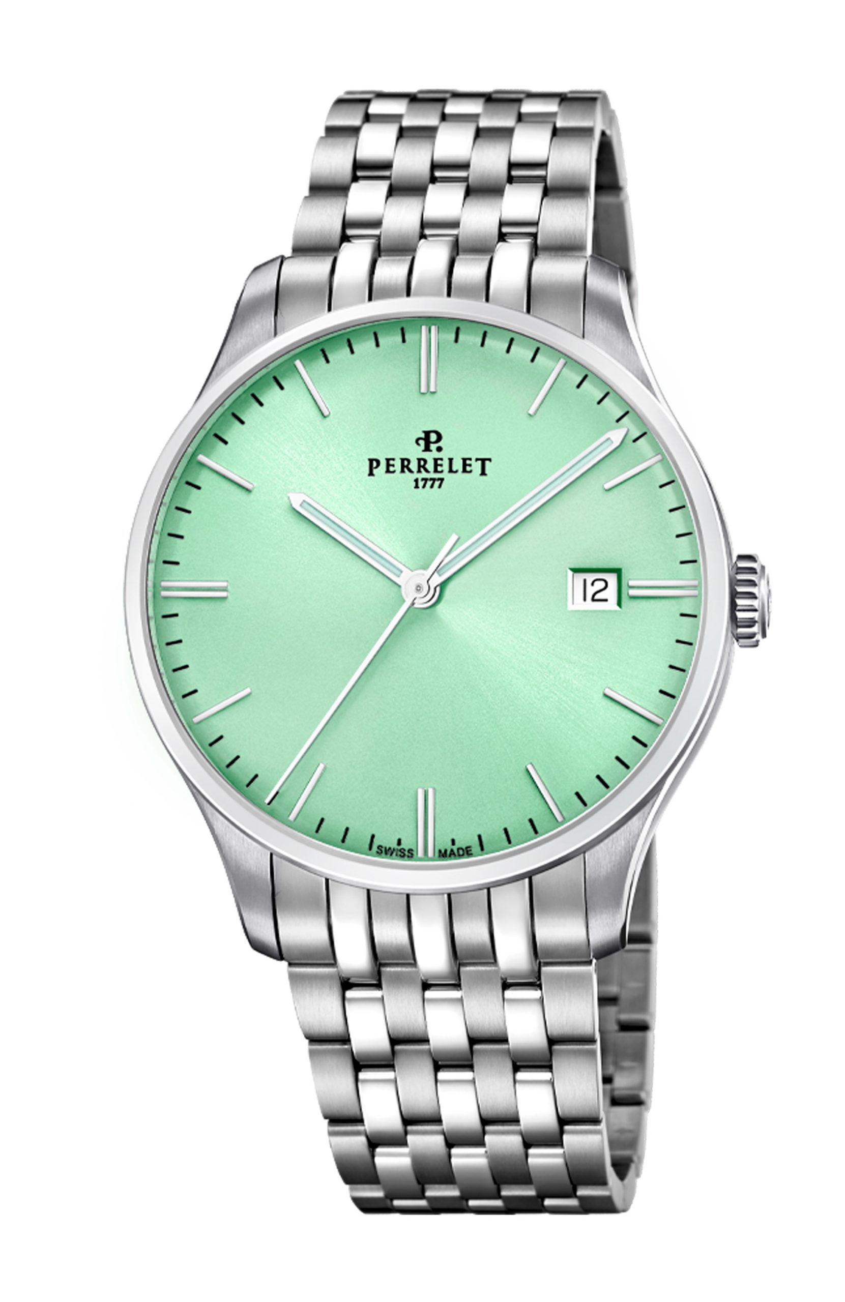 Perrelet Weekend 3 Hands Green Mint luxury timepiece - detailed view