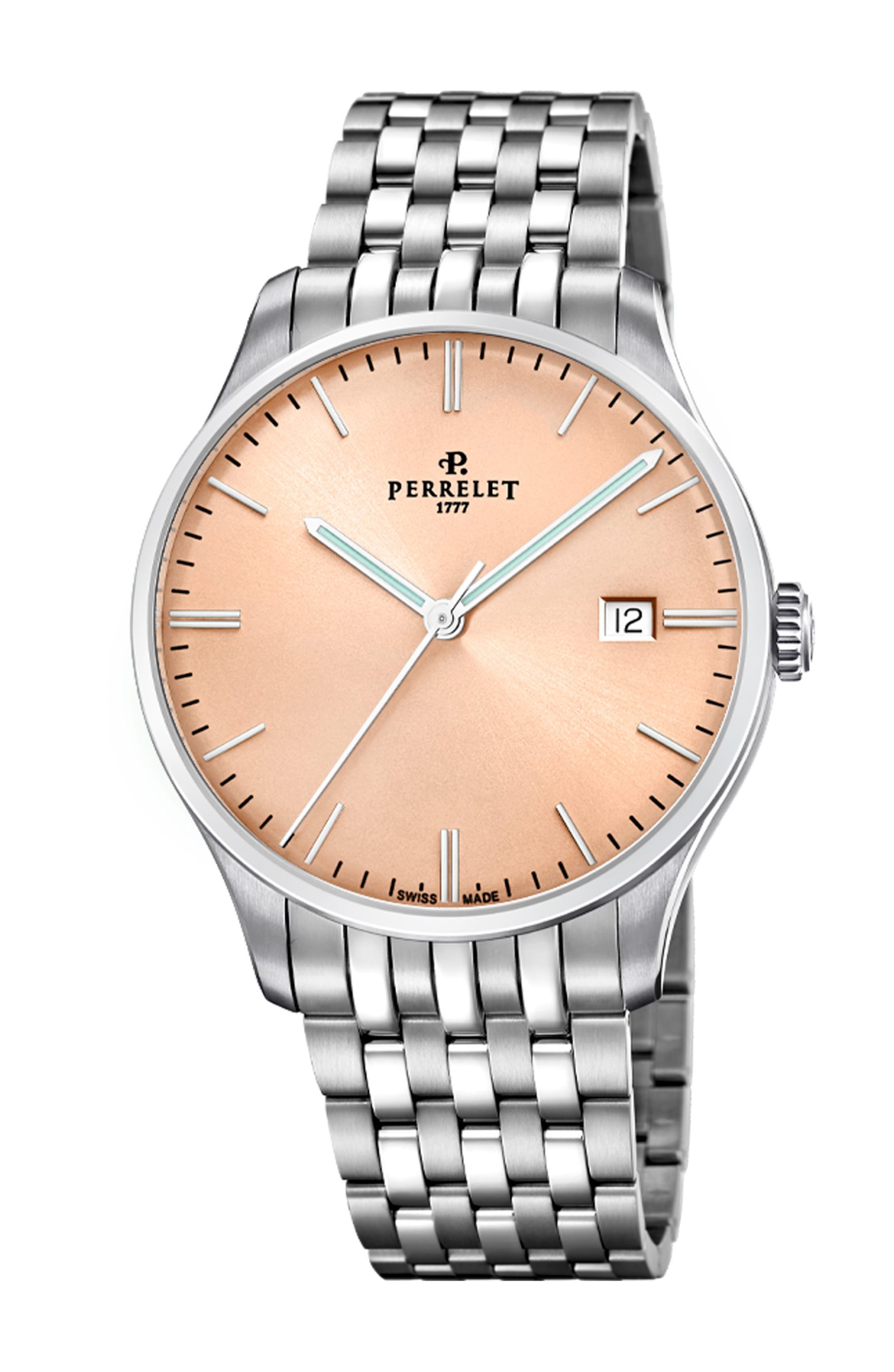 Perrelet Weekend 3 Hands Salmon luxury timepiece - detailed view