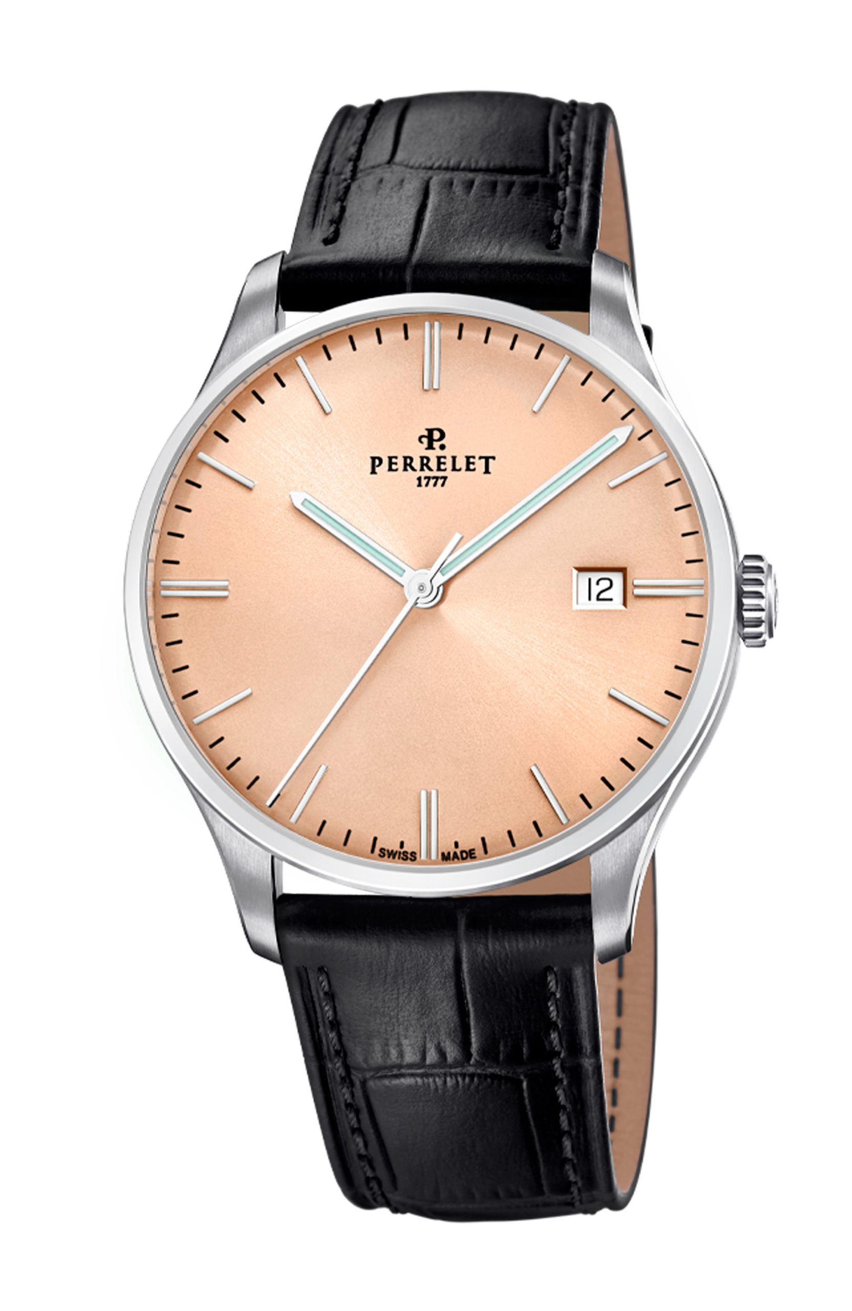 Perrelet Weekend 3 Hands Salmon luxury timepiece - detailed view