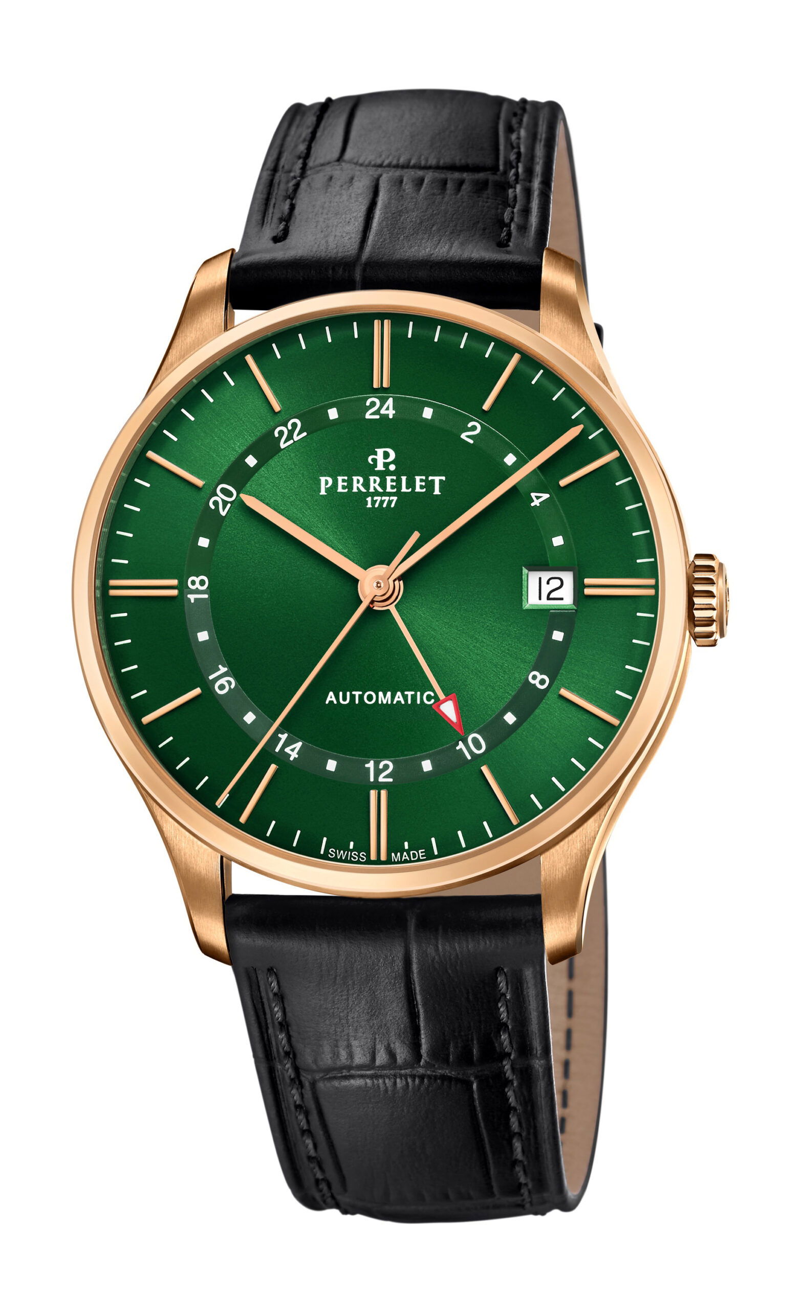 Perrelet Weekend GMT Green luxury timepiece - detailed view