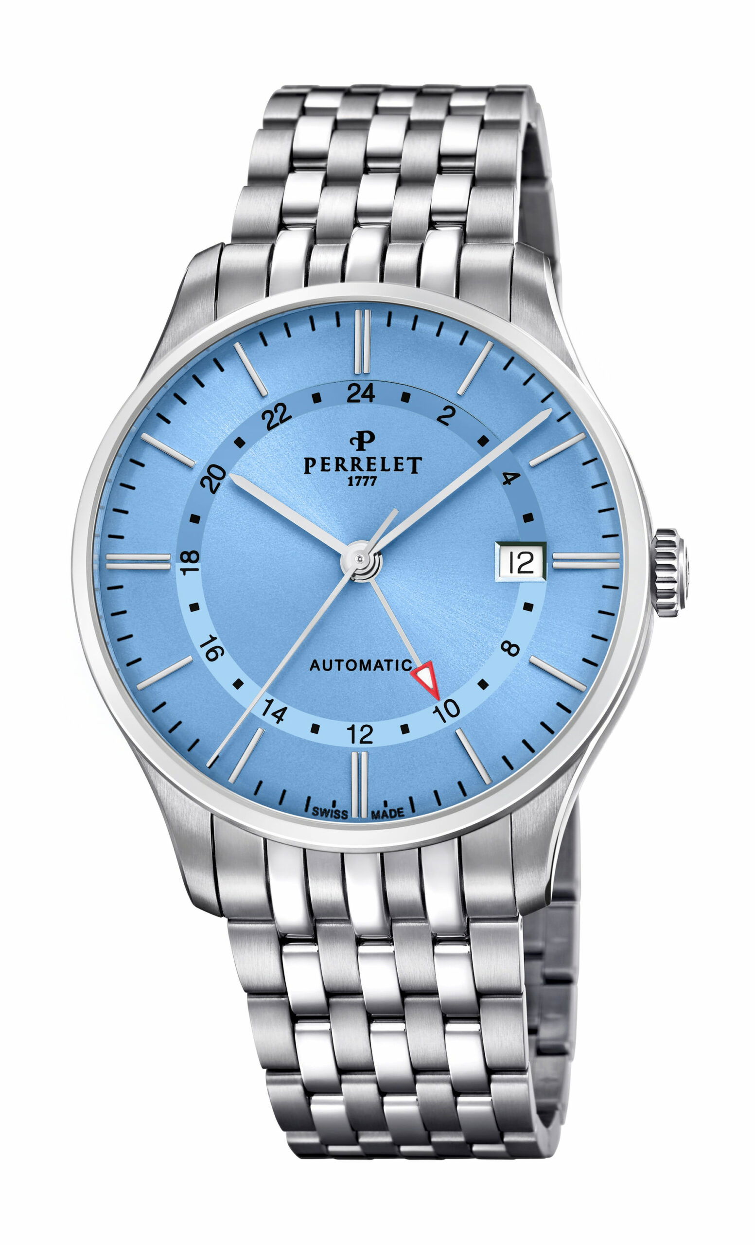 Perrelet Weekend GMT Ice Blue luxury timepiece - detailed view