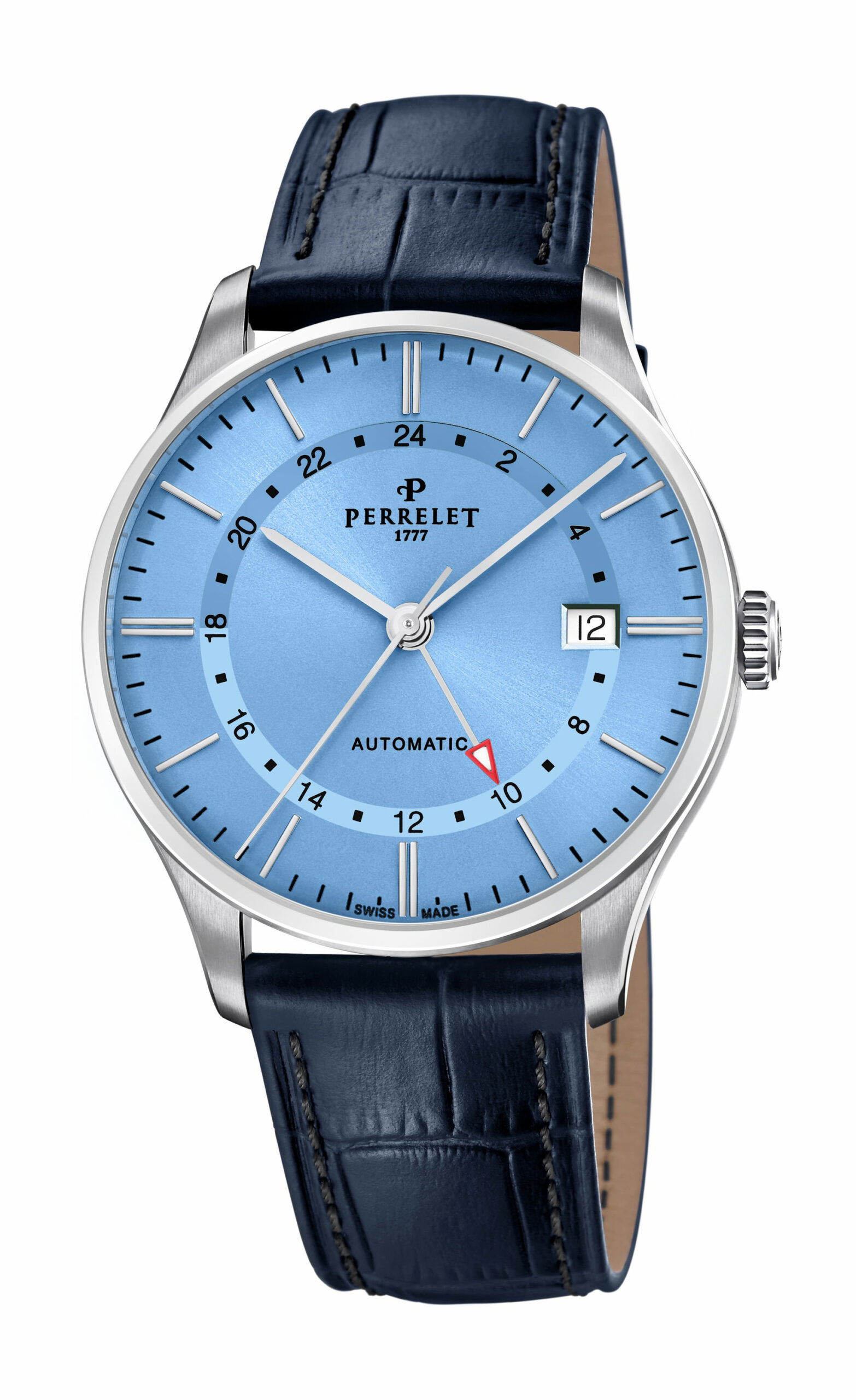 Perrelet Weekend GMT Ice Blue luxury timepiece - detailed view