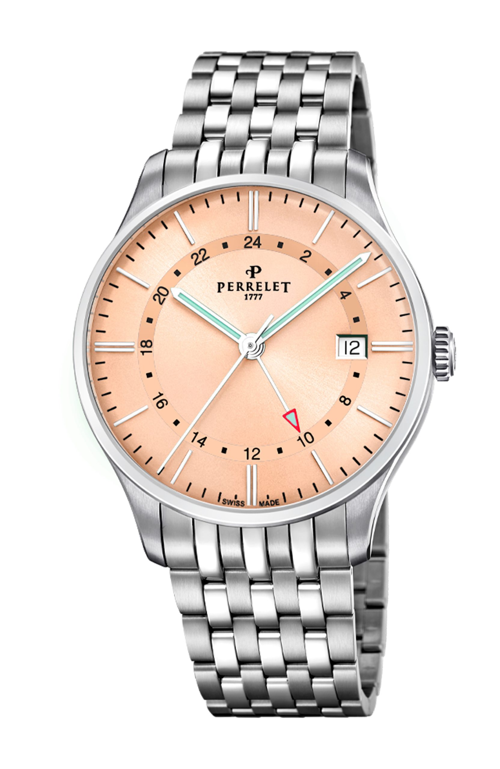 Perrelet Weekend GMT Salmon luxury timepiece - detailed view