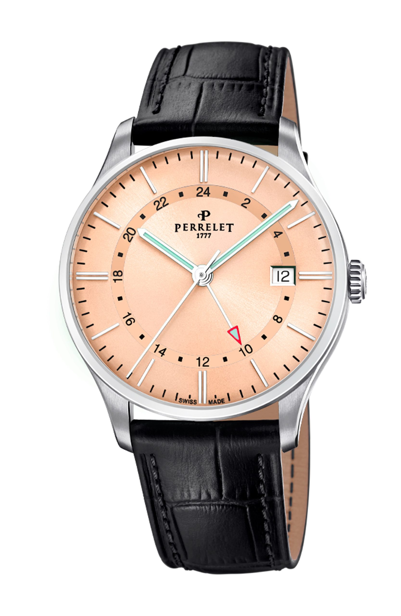 Perrelet Weekend GMT Salmon luxury timepiece - detailed view