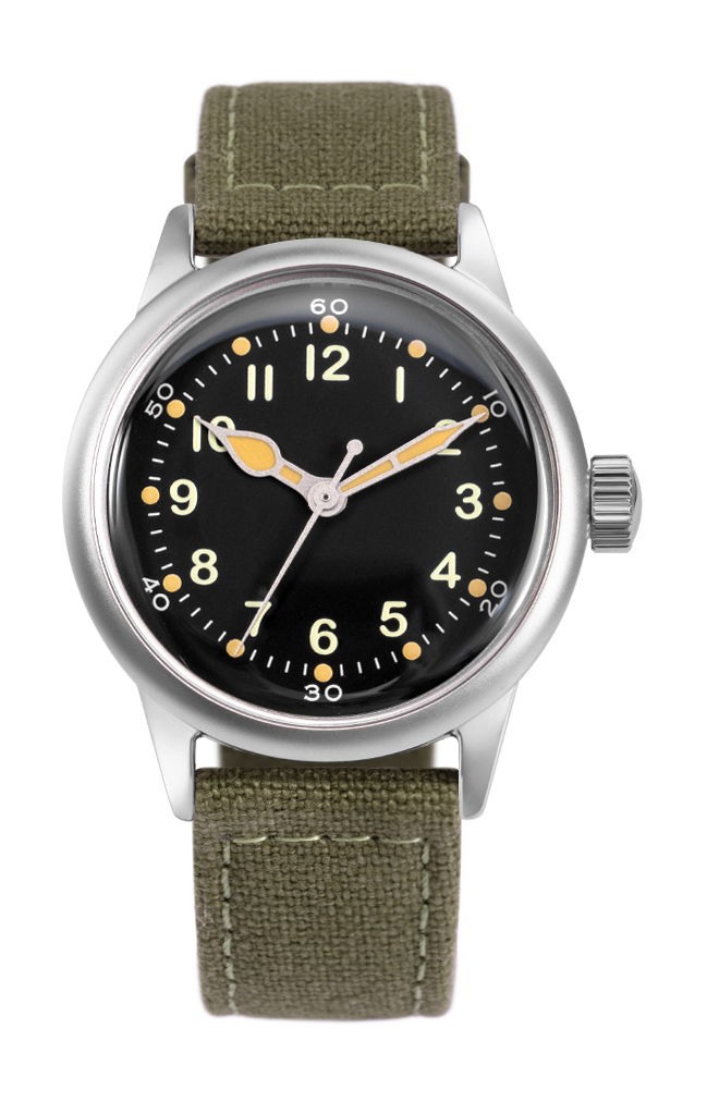 Praesidus Service Watch – Black Canvas luxury timepiece - detailed view