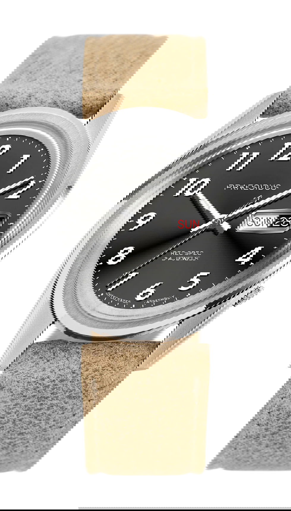 Praesidus Rec Spec – White Sunray luxury timepiece - detailed view