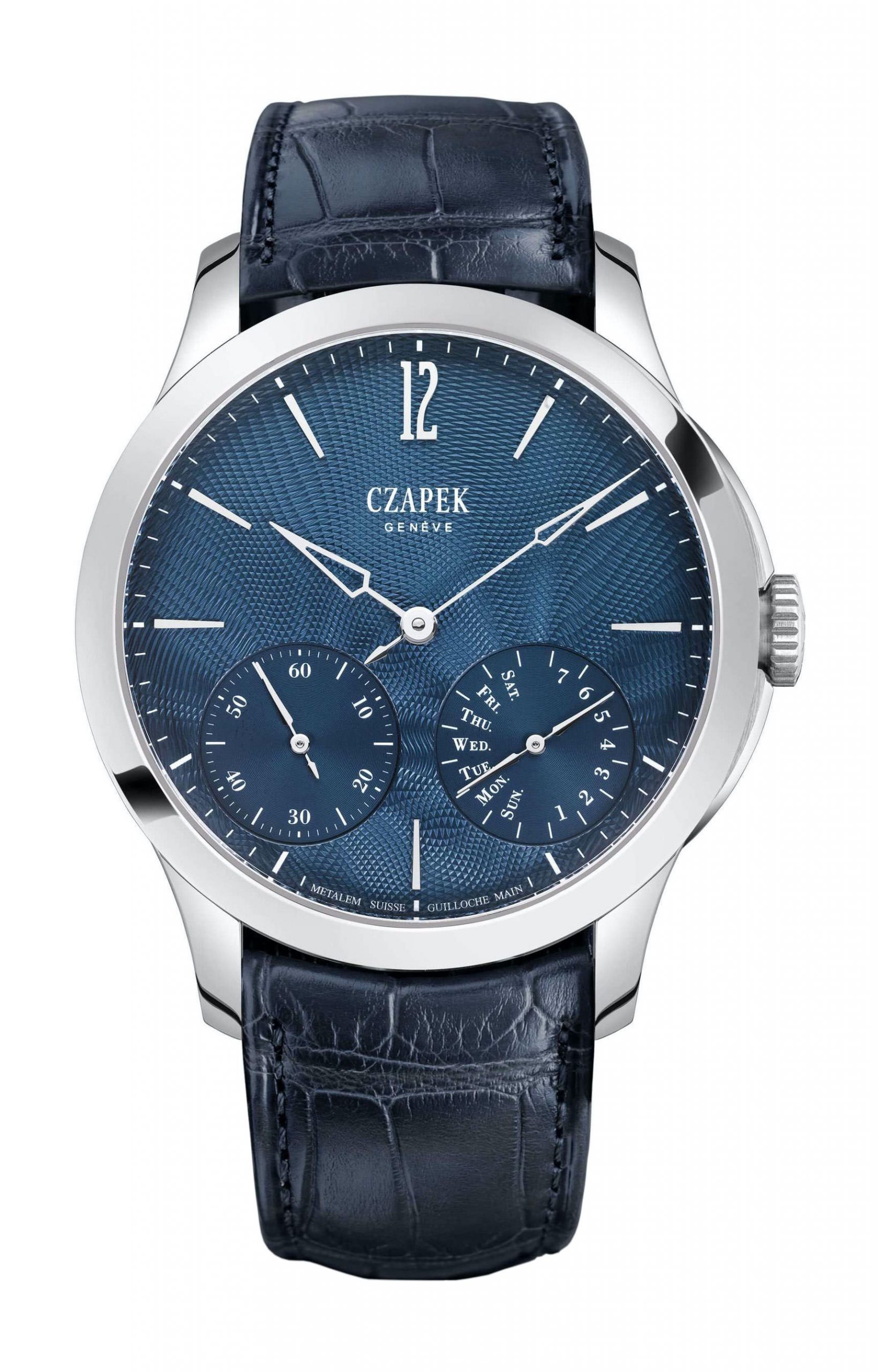 Czapek Quai des Bergues Blue Aurora luxury timepiece - detailed view