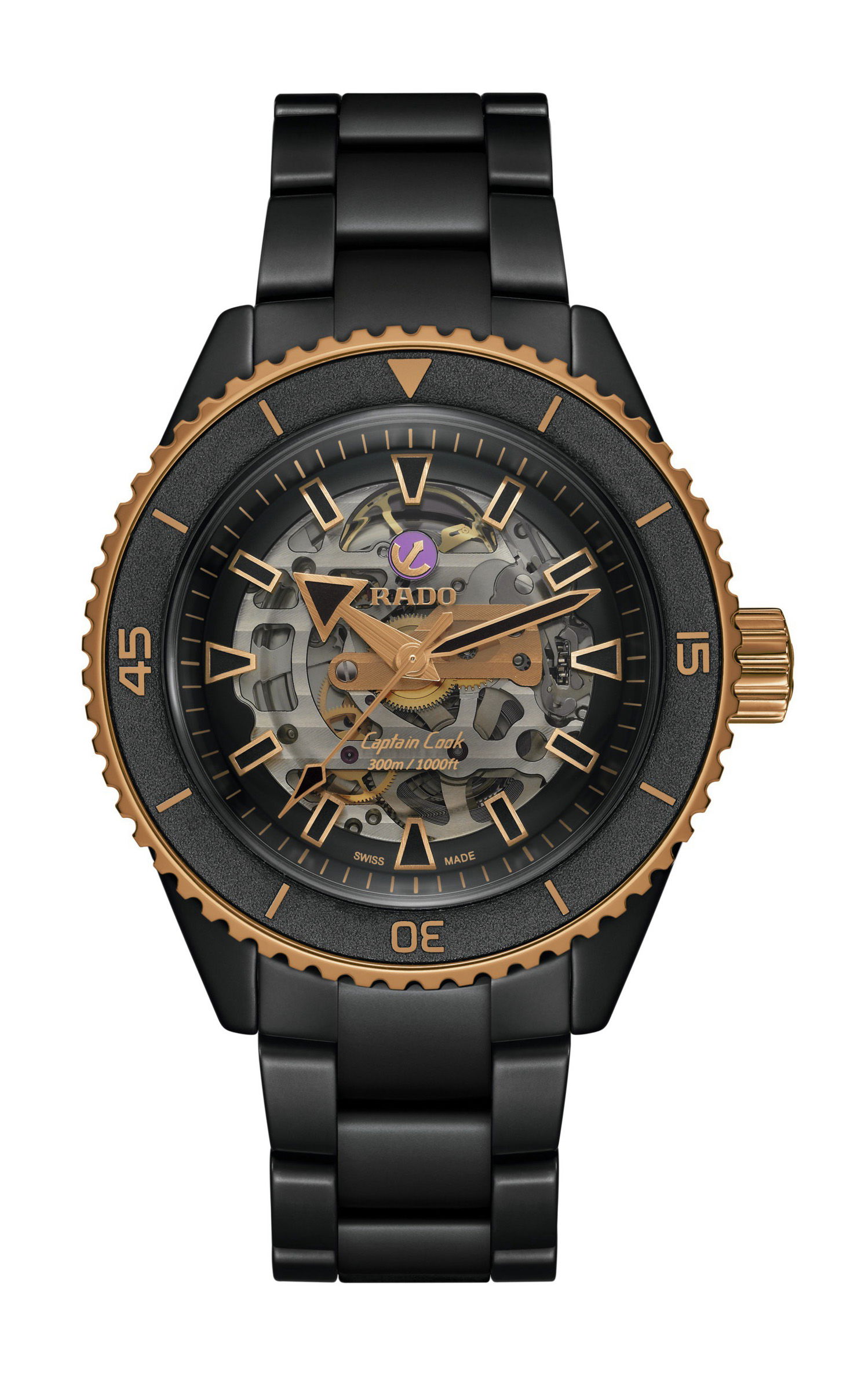 Rado Captain Cook High-Tech Ceramic Skeleton luxury timepiece - detailed view