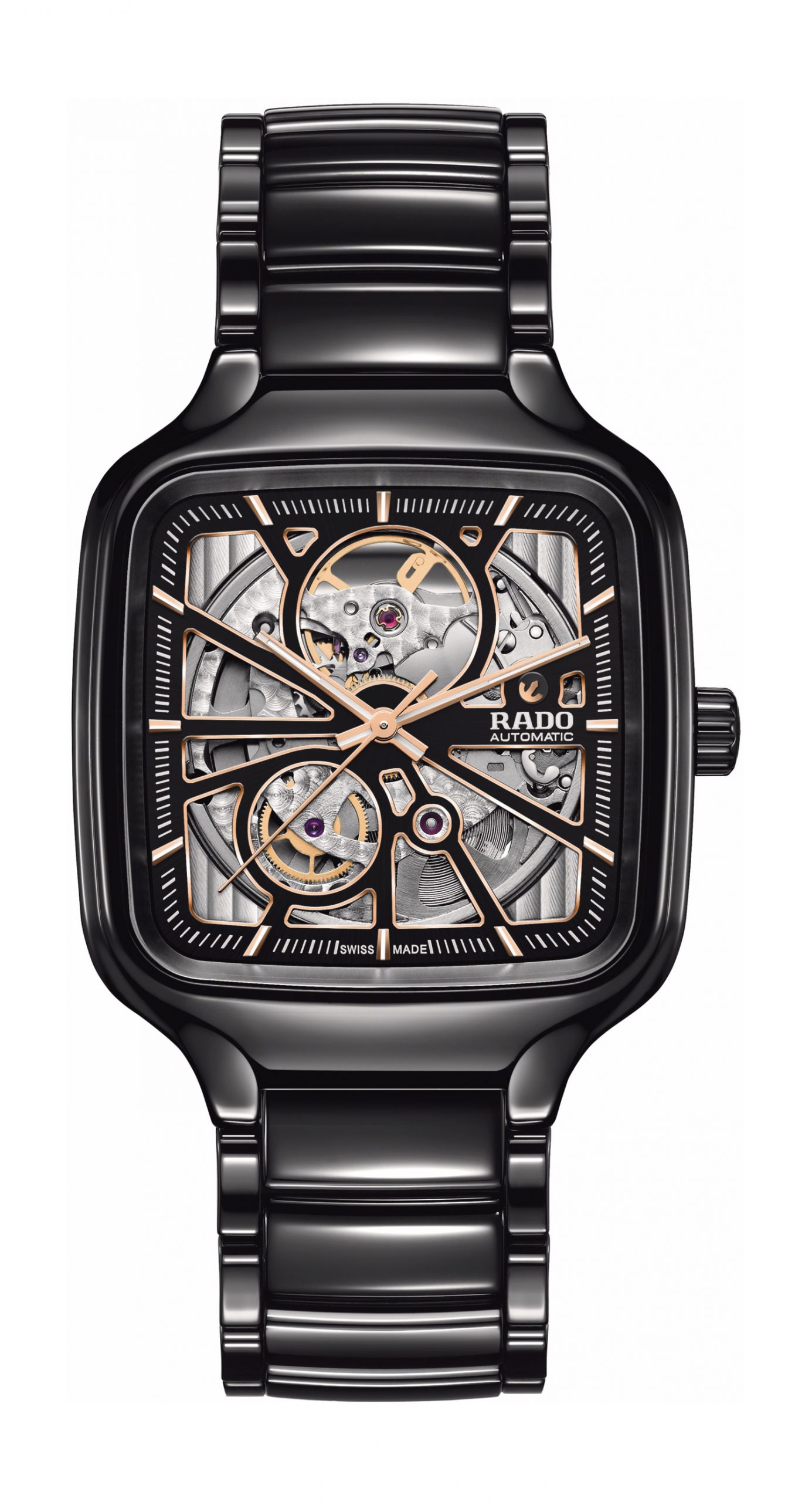 Rado True Square Automatic Open Heart luxury timepiece - detailed view