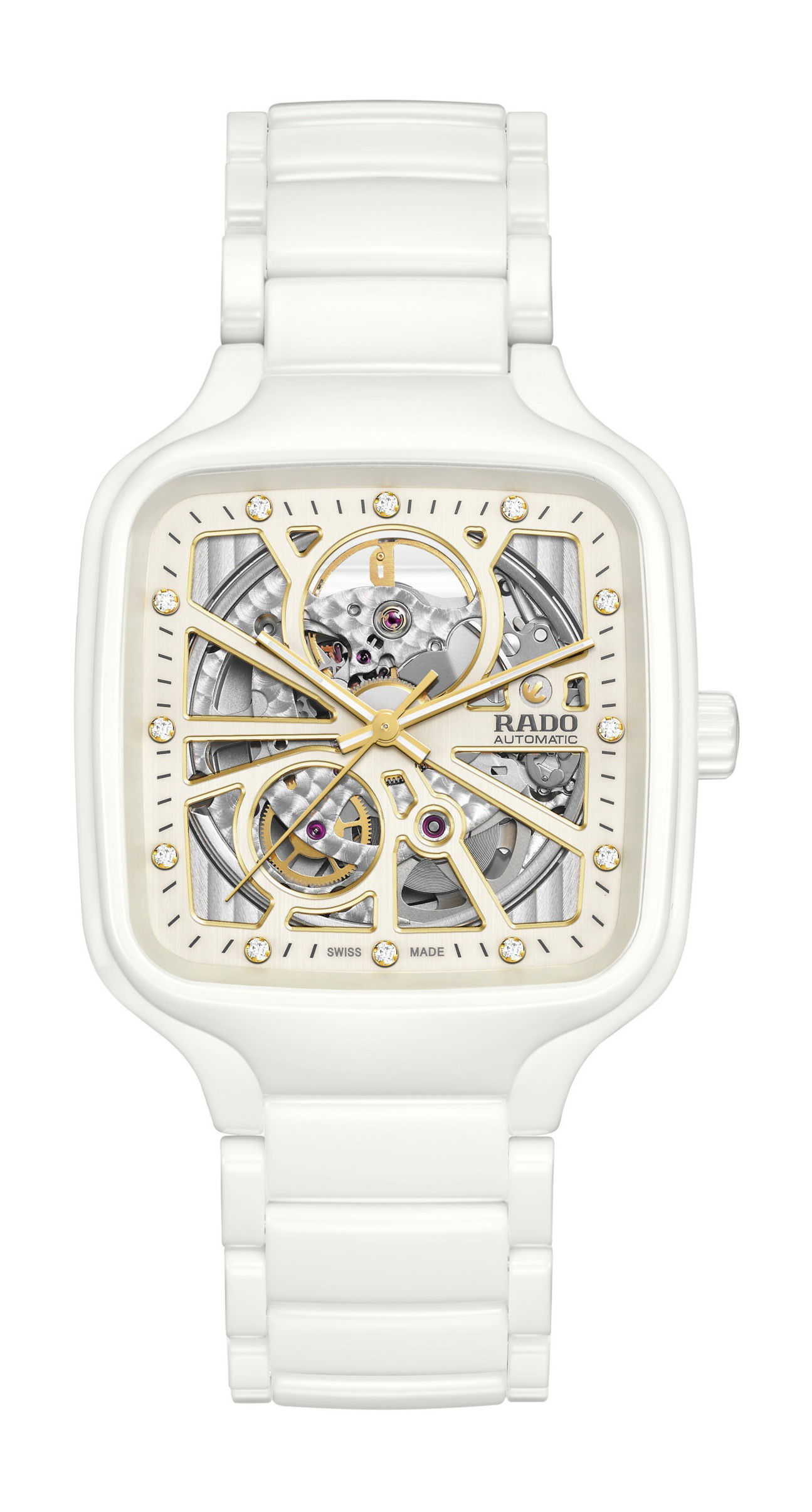 Rado True Square Open Heart luxury timepiece - detailed view