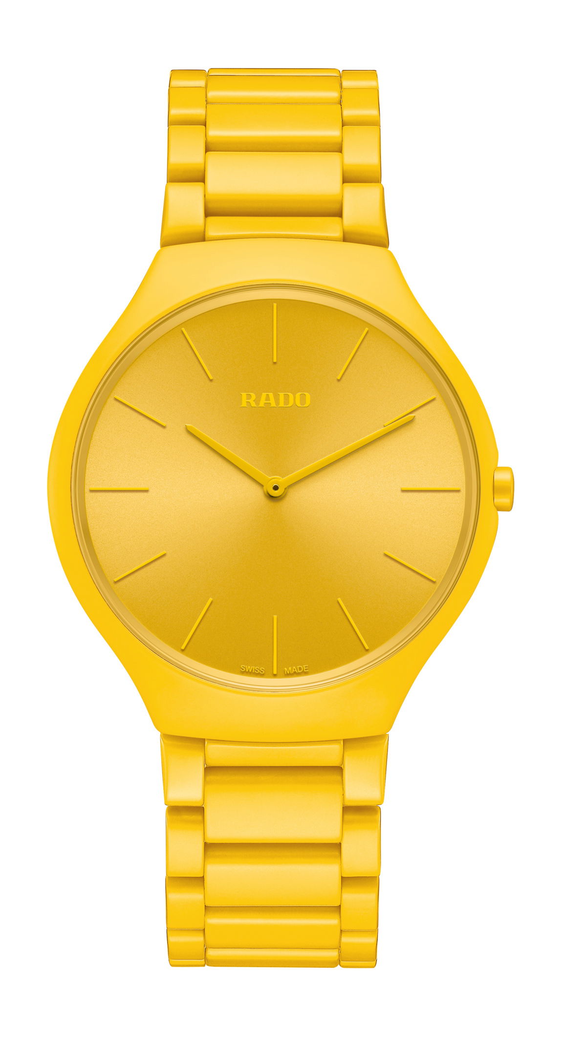 Rado True Thinline Les Couleurs™ Le Corbusier Sunshine Yellow luxury timepiece - detailed view