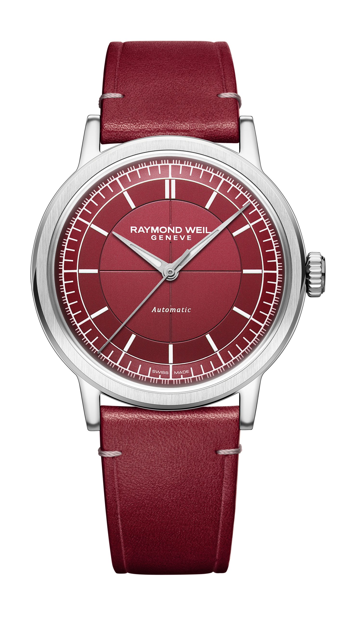 Raymond Weil Millesime Infinite Burgandy luxury timepiece - detailed view