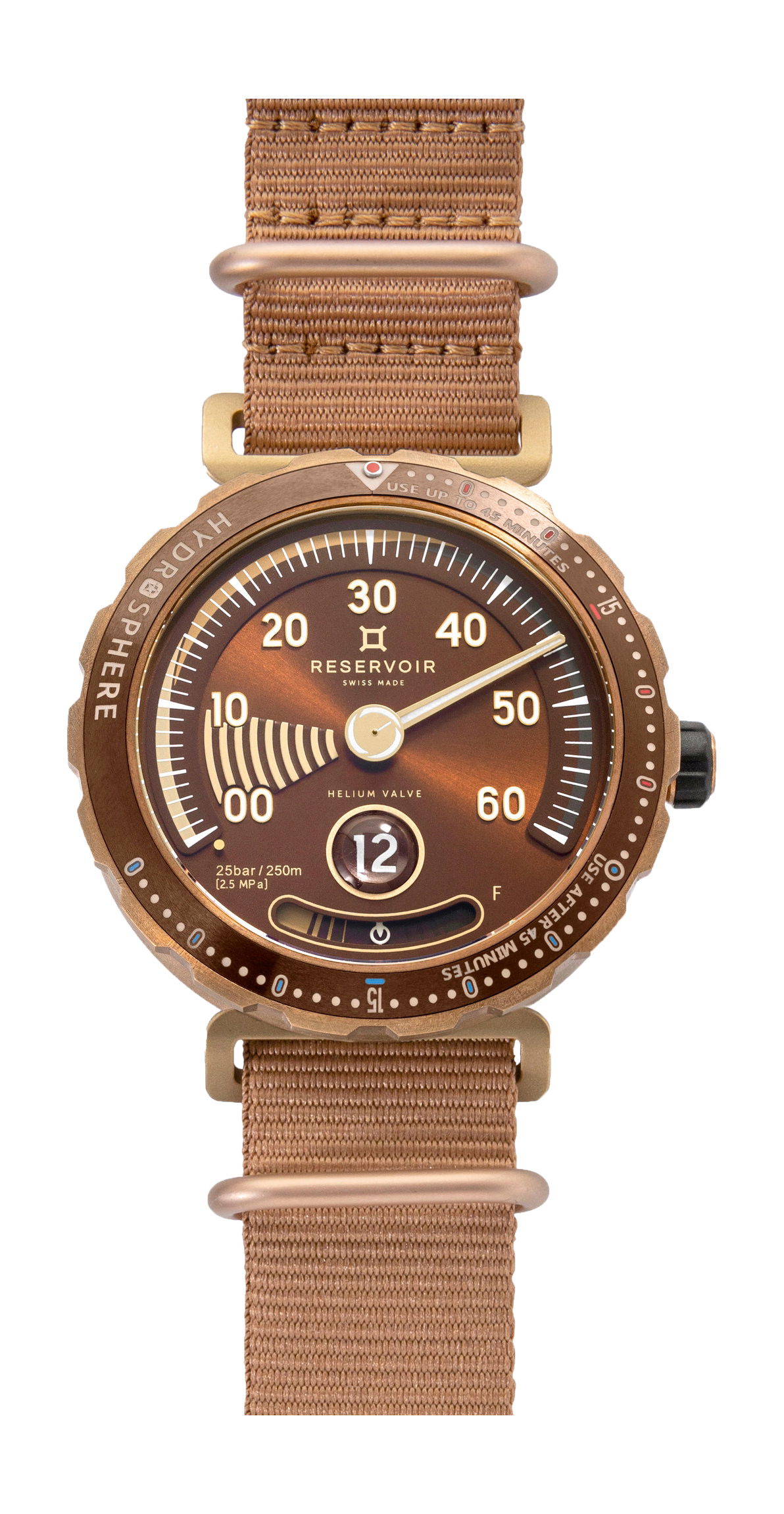 Reservoir Hydrosphere Bronze x Revolution luxury timepiece - detailed view
