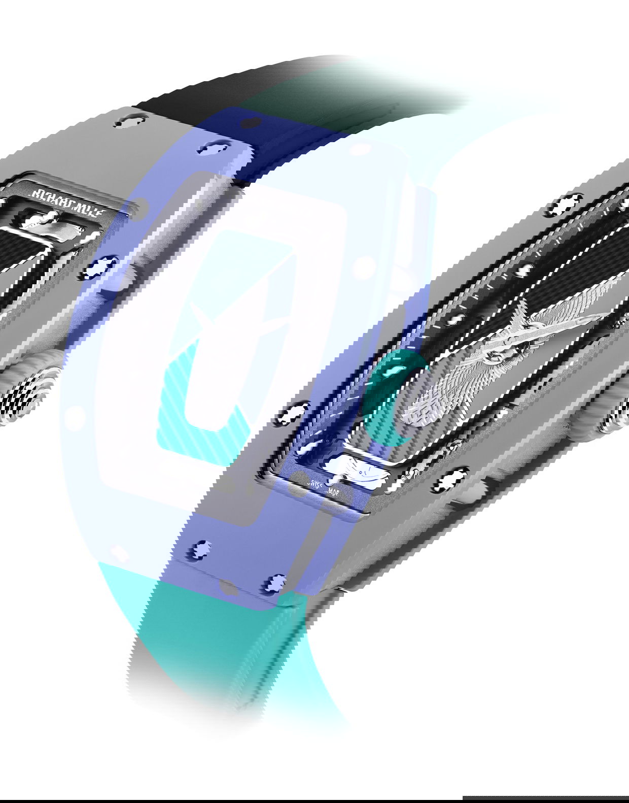 Richard Mille RM 07-01 Automatic Coloured Ceramics Pastel Blue Limited Edition luxury timepiece - detailed view