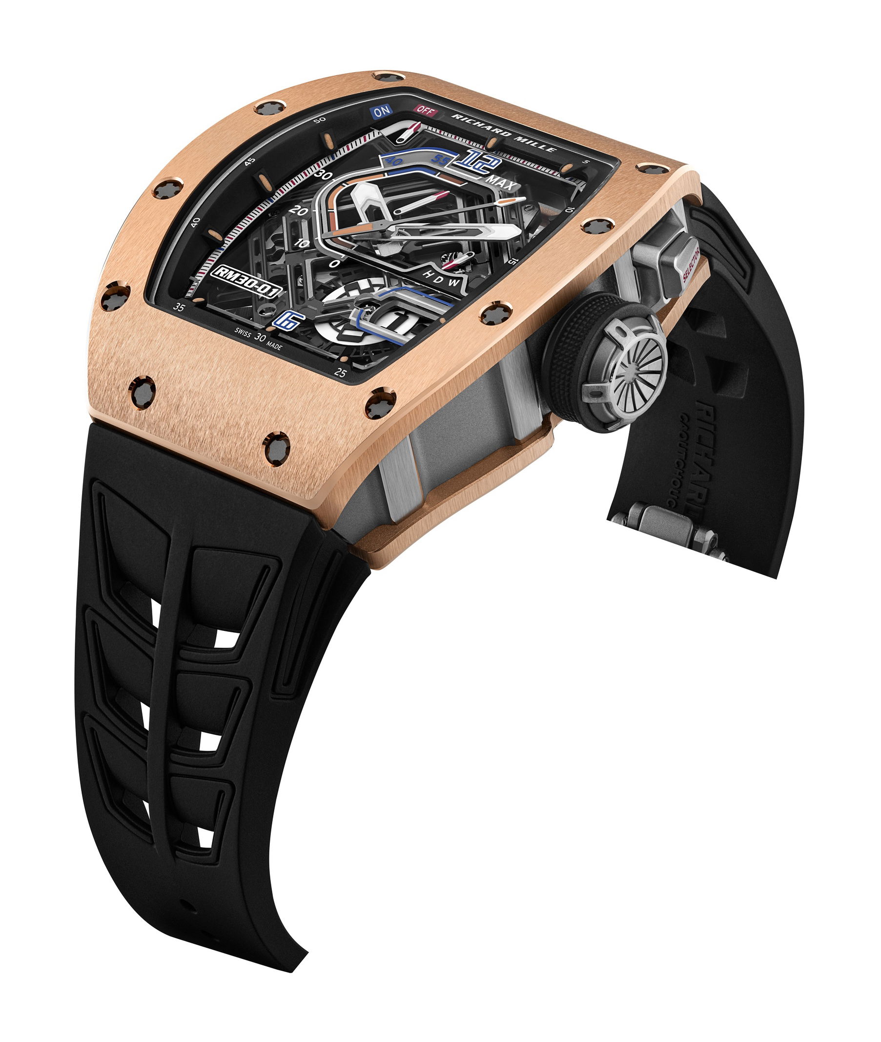Richard Mille RM 30-01 Automatic Winding with Declutchable Rotor Red Gold luxury timepiece - detailed view