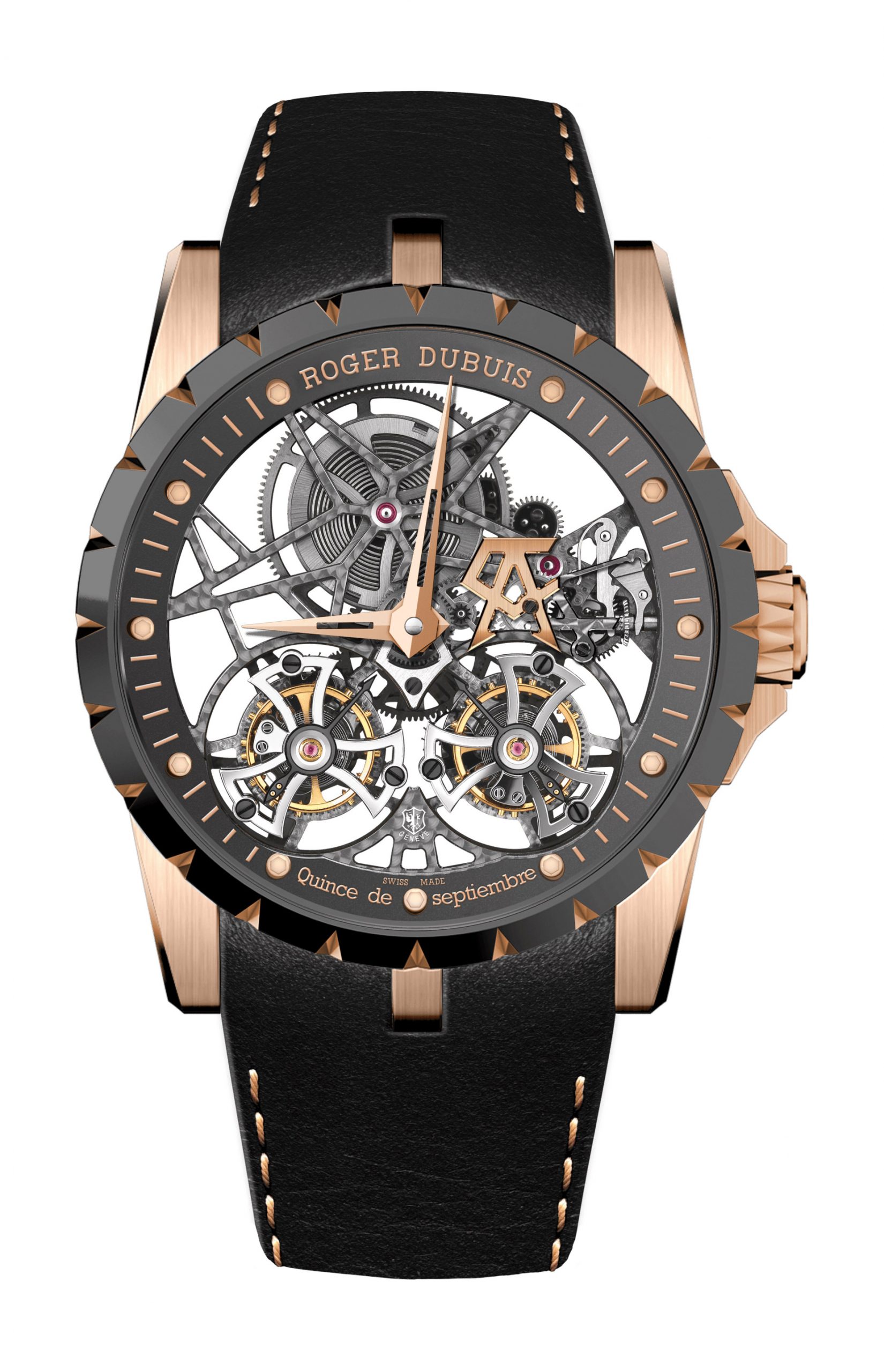 Roger Dubuis Excalibur Pink Gold 45mm luxury timepiece - detailed view