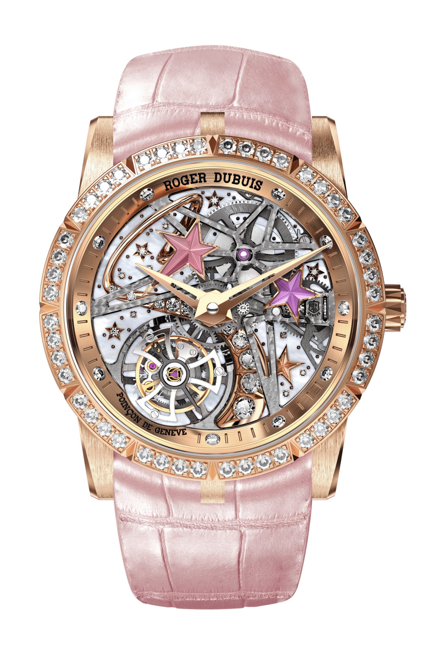 Roger Dubuis Excalibur Shooting Star Pink Gold 36mm luxury timepiece - detailed view