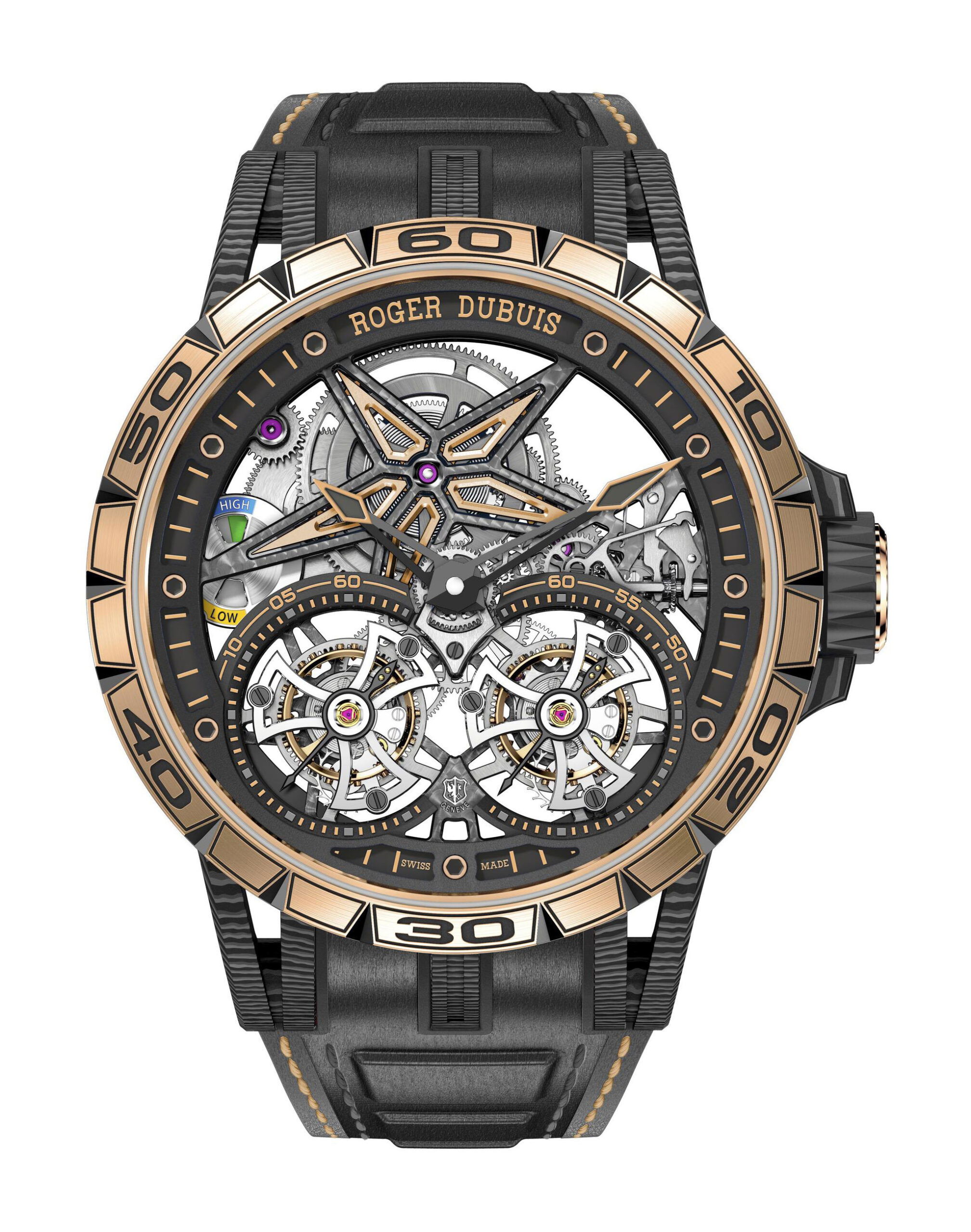Roger Dubuis Excalibur Spider Carbon luxury timepiece - detailed view
