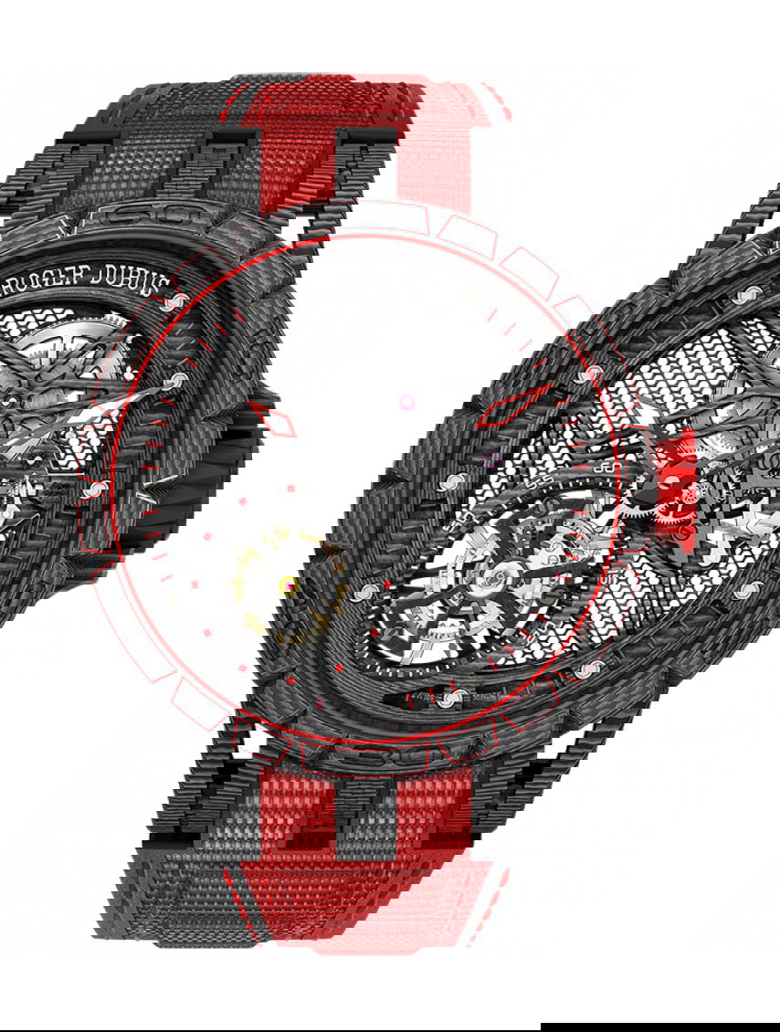 Roger Dubuis Excalibur Spider Carbon Skeleton Flying Tourbillon luxury timepiece - detailed view