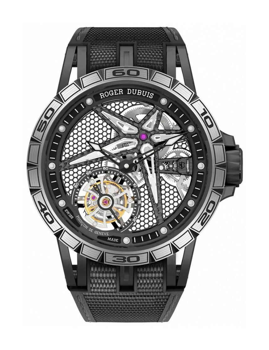Roger Dubuis Excalibur Spider Black DLC luxury timepiece - detailed view
