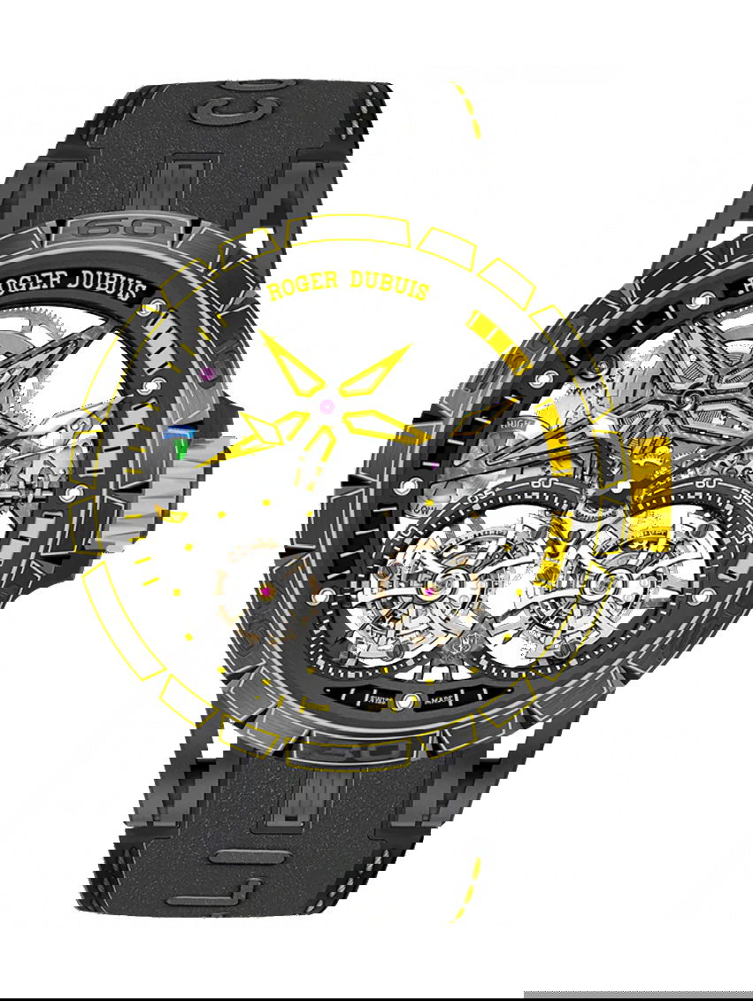 Roger Dubuis Excalibur Spider Pirelli – Double Flying Tourbillon luxury timepiece - detailed view