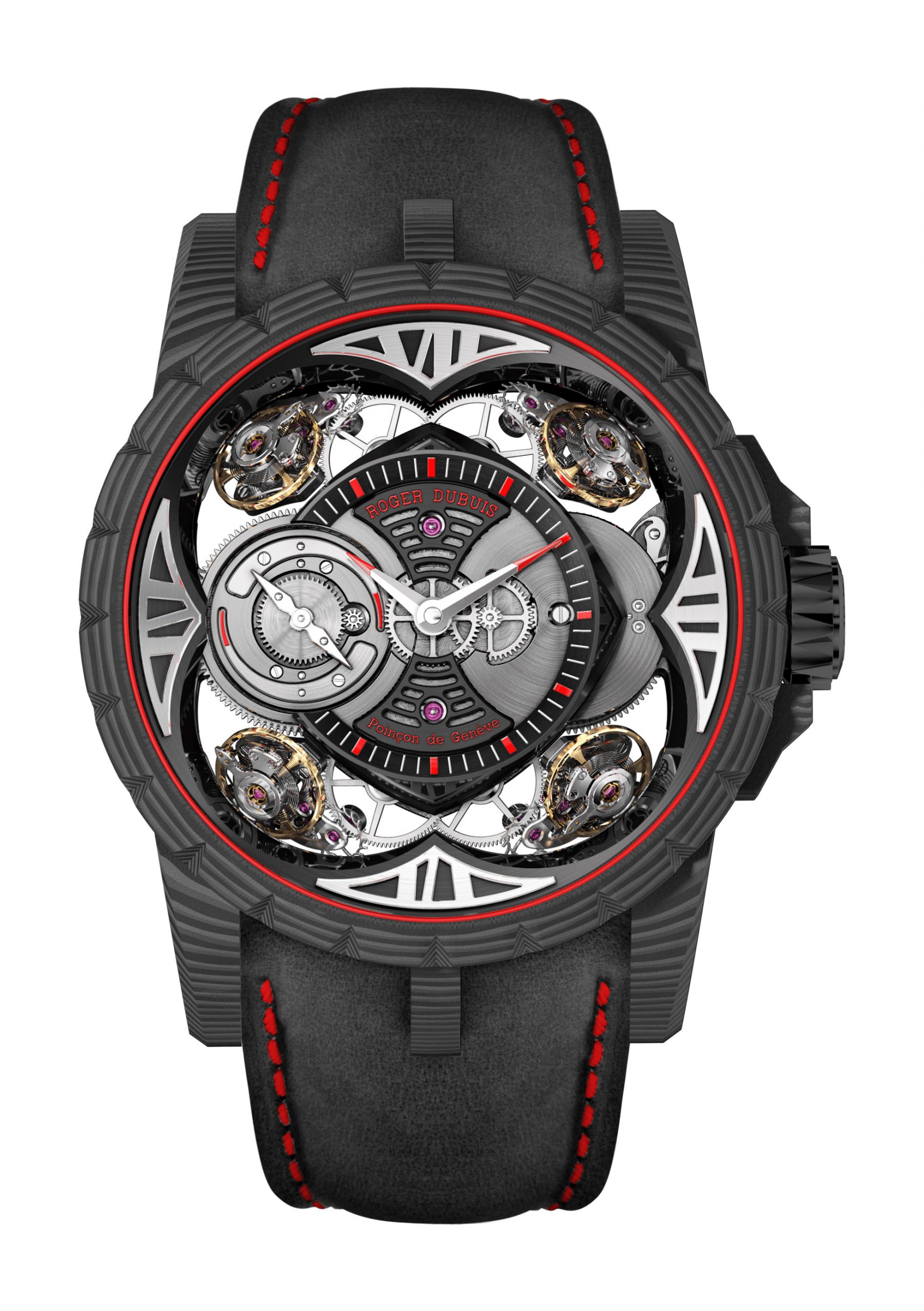 Roger Dubuis Quatour Carbon luxury timepiece - detailed view