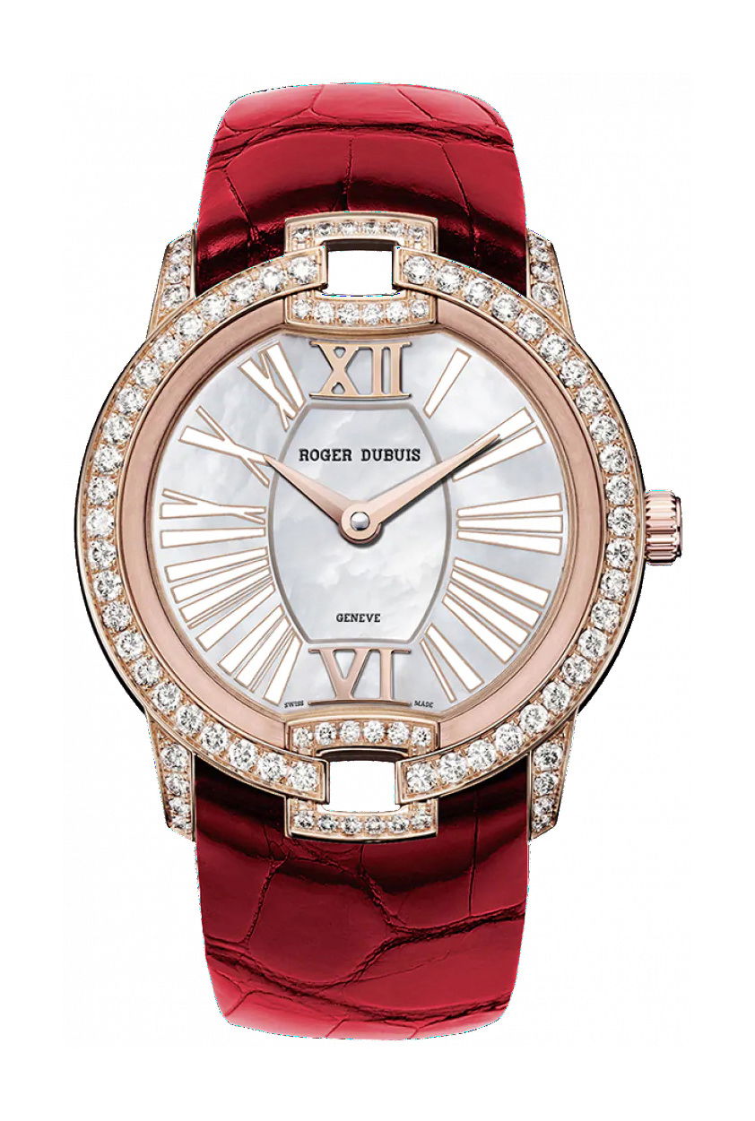 Roger Dubuis Velvet Pink Gold – Red Alligator Strap luxury timepiece - detailed view